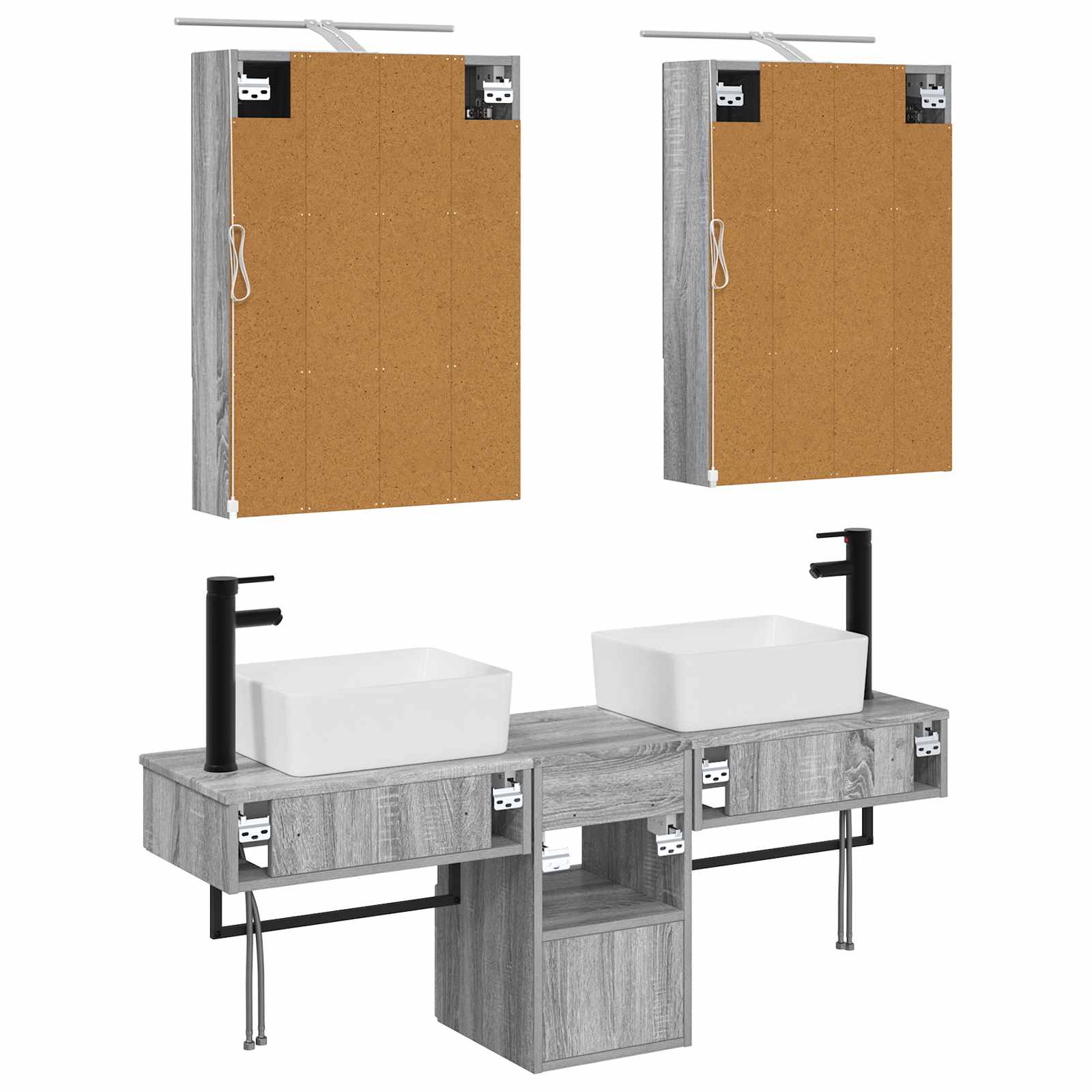 Set ormarića za kupaonicu 5 pcs Siva Sonoma 50 x 14,5 x 70 cm
