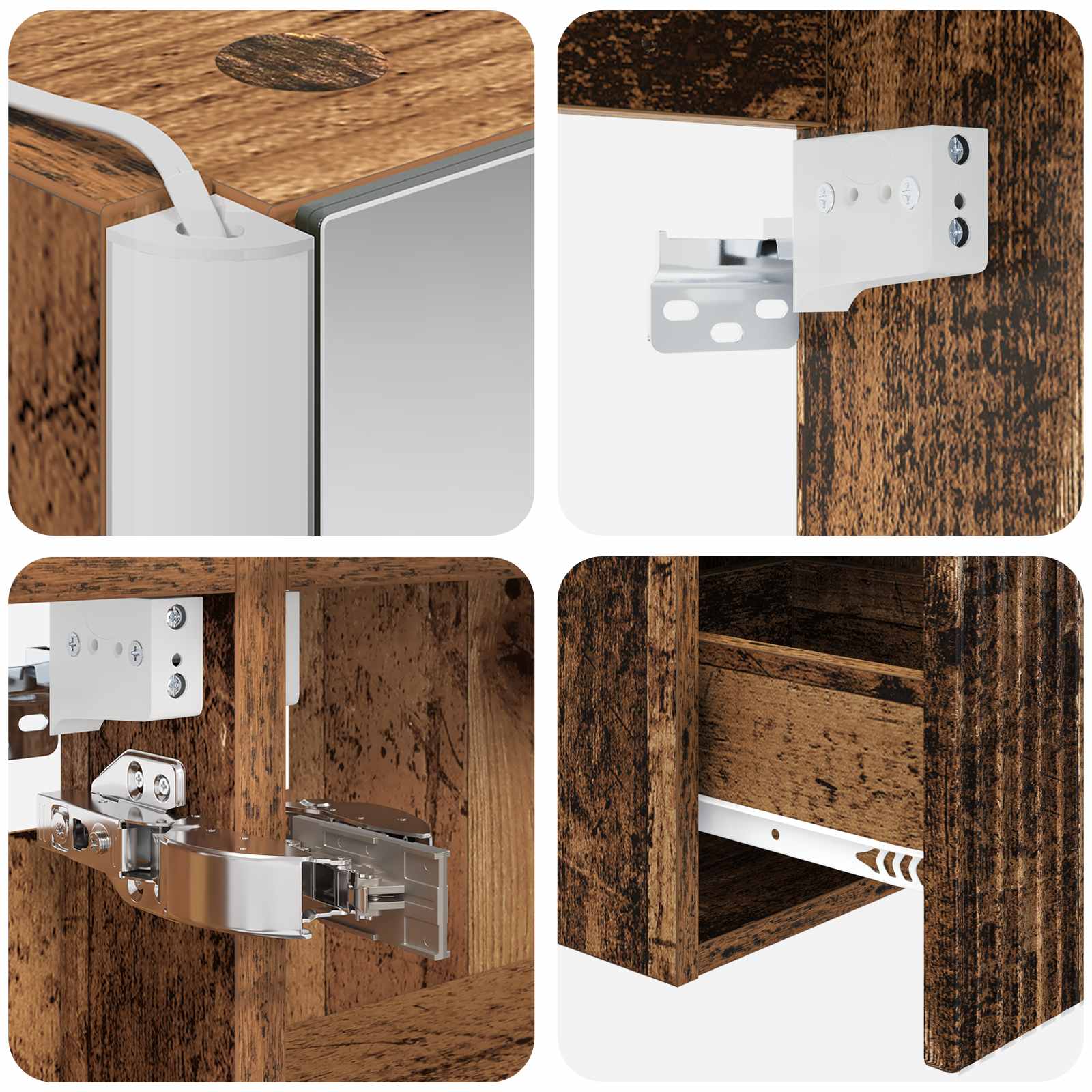Set ormarića za kupaonicu 5 pcs Staro drvo 53 x 15,5 x 70 cm