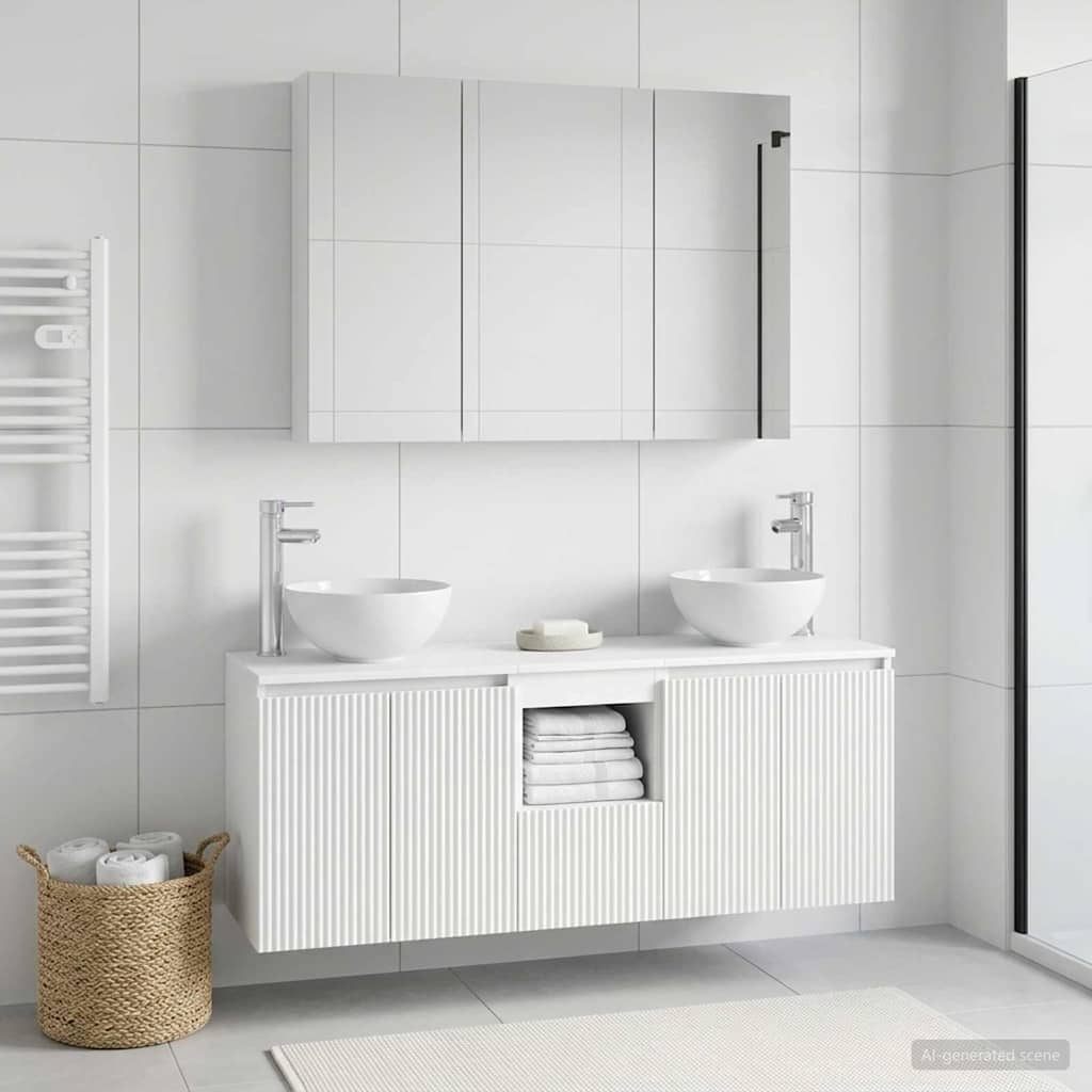 Set ormarića za kupaonicu 4 pcs Bijela 100 x 14,5 x 70 cm