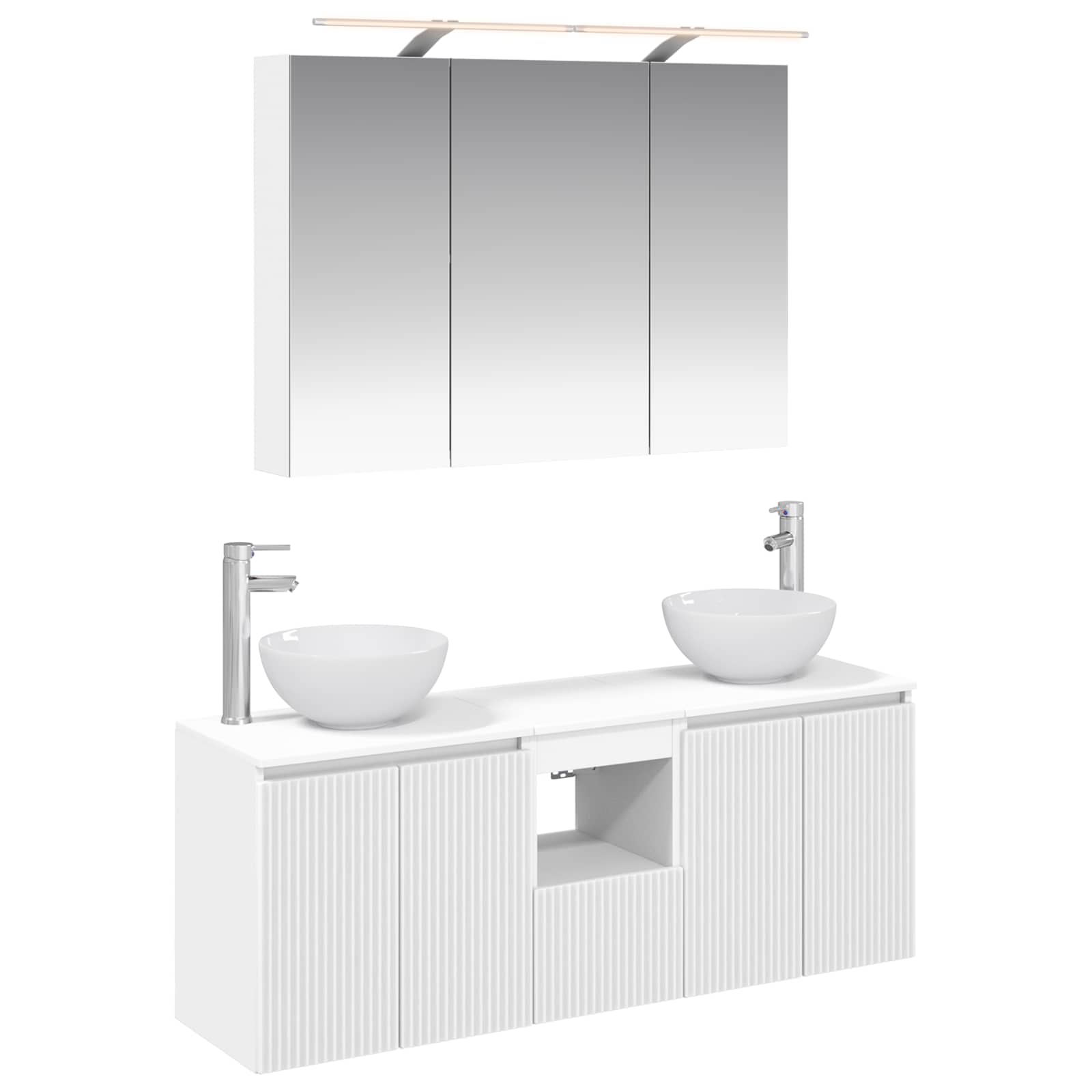 Set ormarića za kupaonicu 4 pcs Bijela 100 x 14,5 x 70 cm