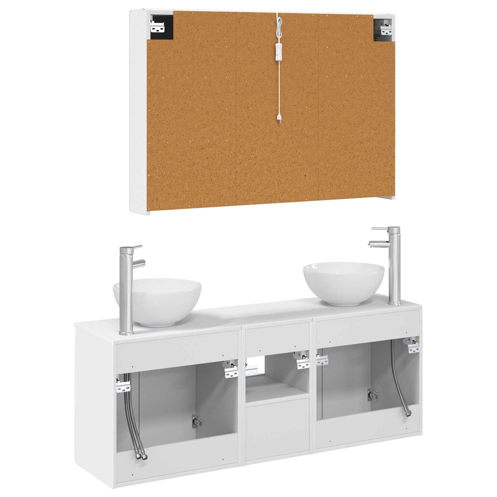 Set ormarića za kupaonicu 4 pcs Bijela 103,5 x 15,5 x 70 cm