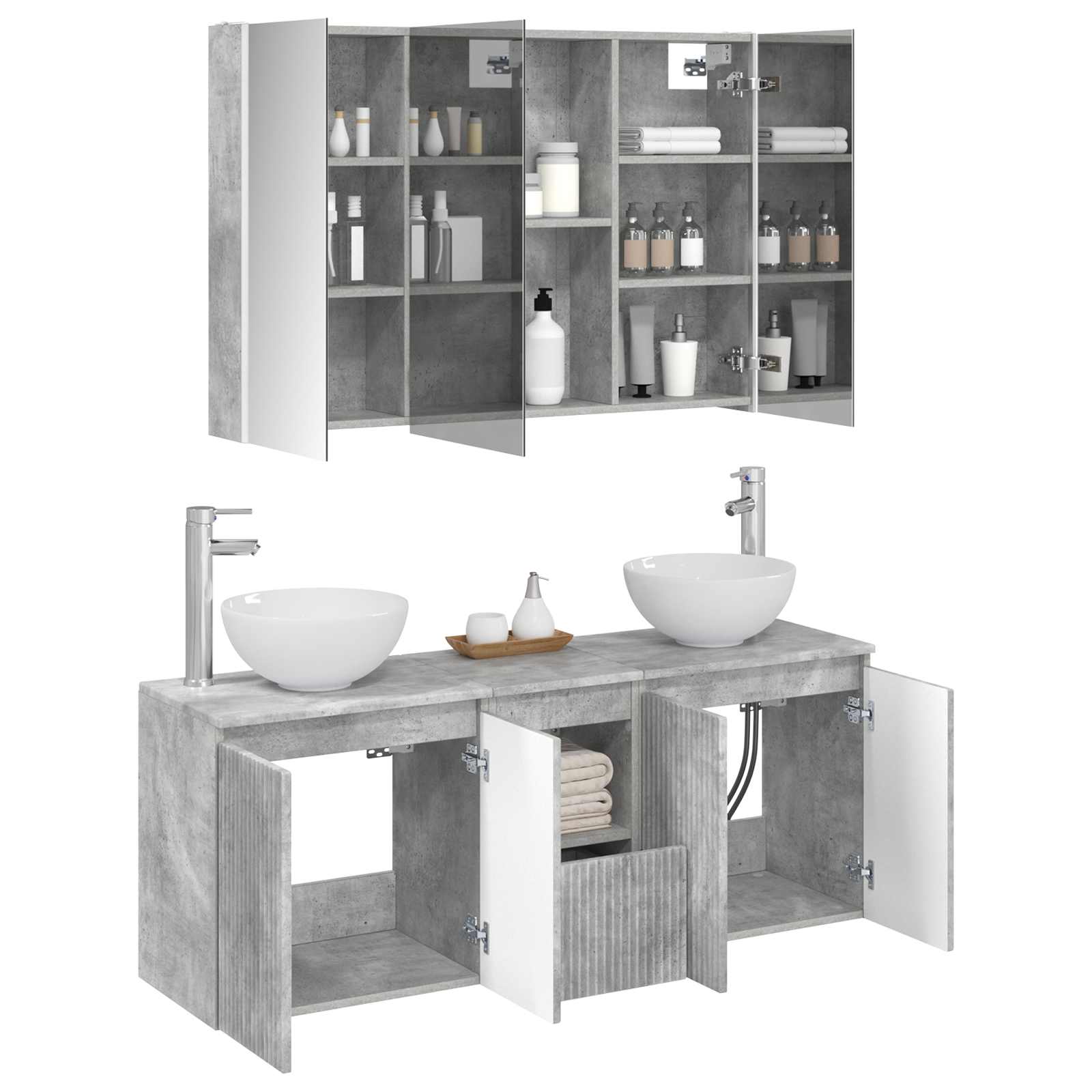 Set ormarića za kupaonicu 4 pcs Betonska siva