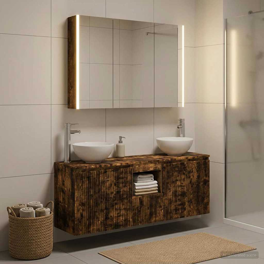 Set ormarića za kupaonicu 4 pcs Dimljeni hrast