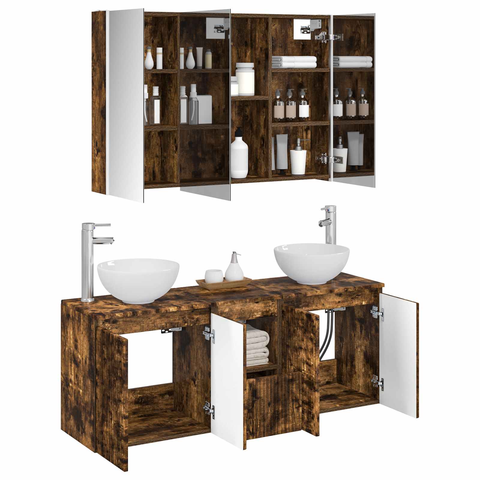 Set ormarića za kupaonicu 4 pcs Dimljeni hrast