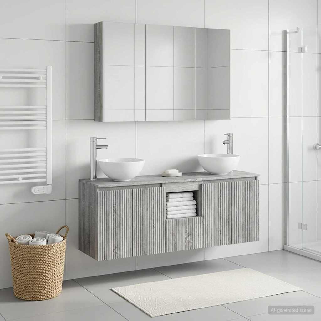 Set ormarića za kupaonicu 4 pcs Siva Sonoma
