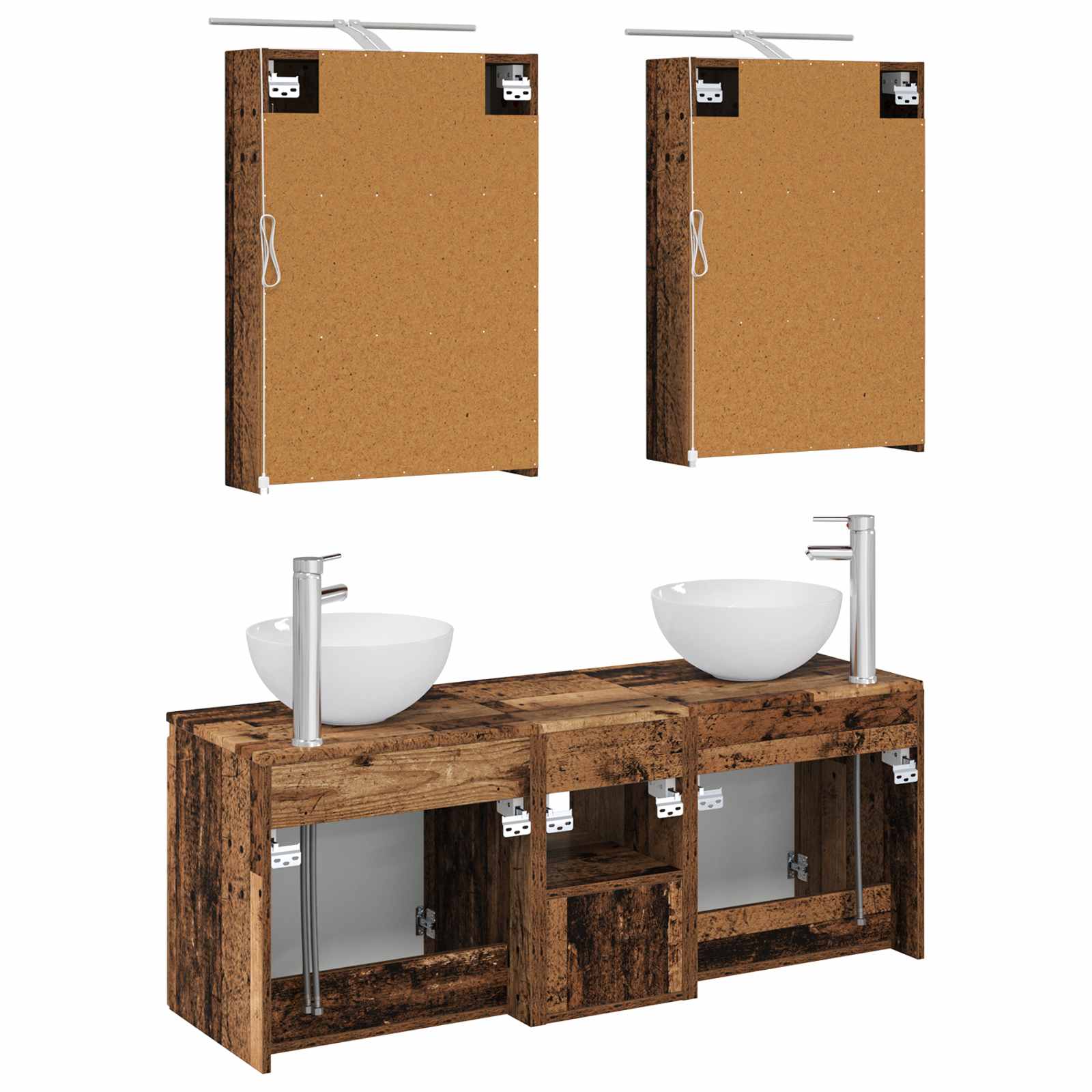 Set ormarića za kupaonicu 5 pcs Staro drvo 50 x 14,5 x 70 cm