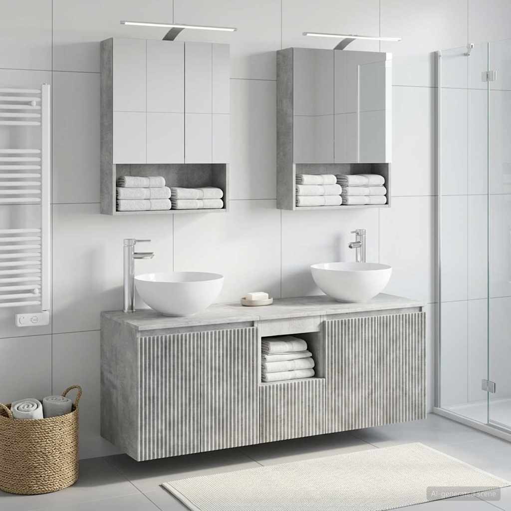 Set ormarića za kupaonicu 5 pcs Betonska siva 50 x 14,5 x 70 cm