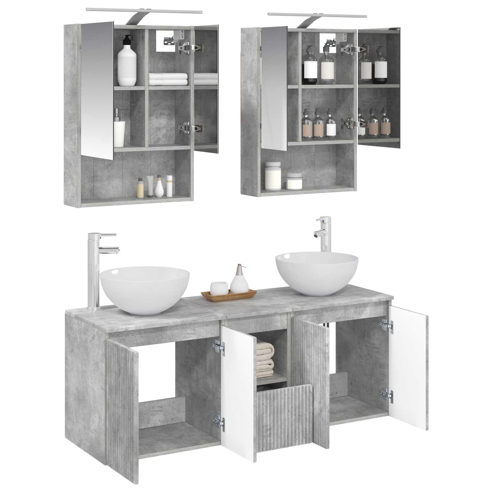 Set ormarića za kupaonicu 5 pcs Betonska siva 50 x 14,5 x 70 cm