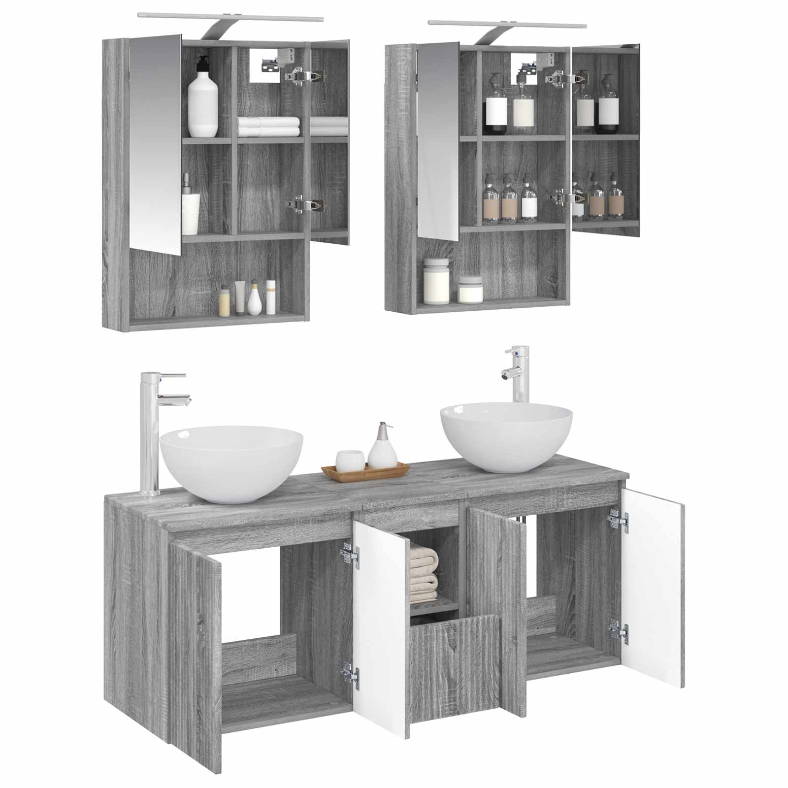 Set ormarića za kupaonicu 5 pcs Siva Sonoma 50 x 14,5 x 70 cm