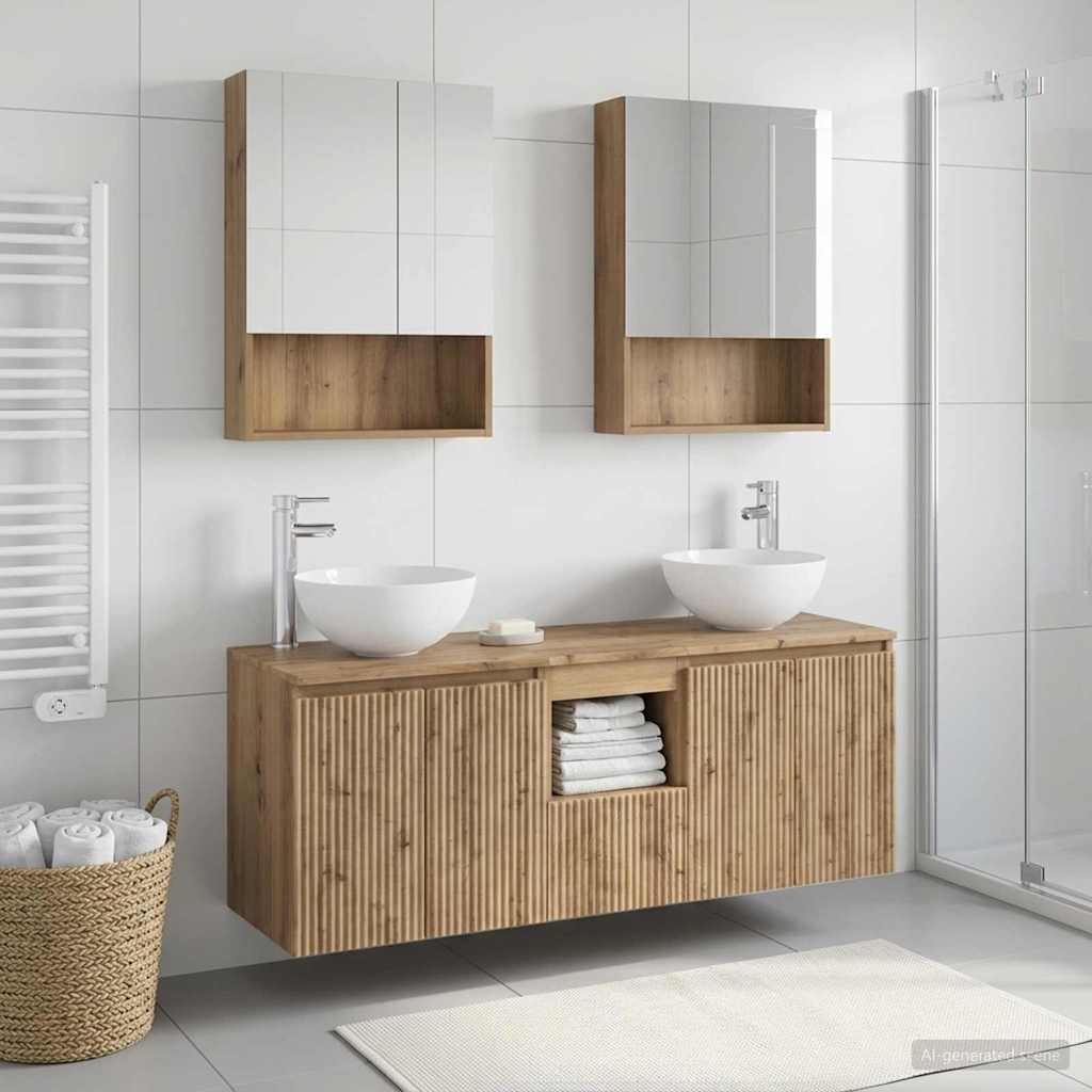 Set ormarića za kupaonicu 5 pcs Hrast artisan 50 x 14,5 x 70 cm