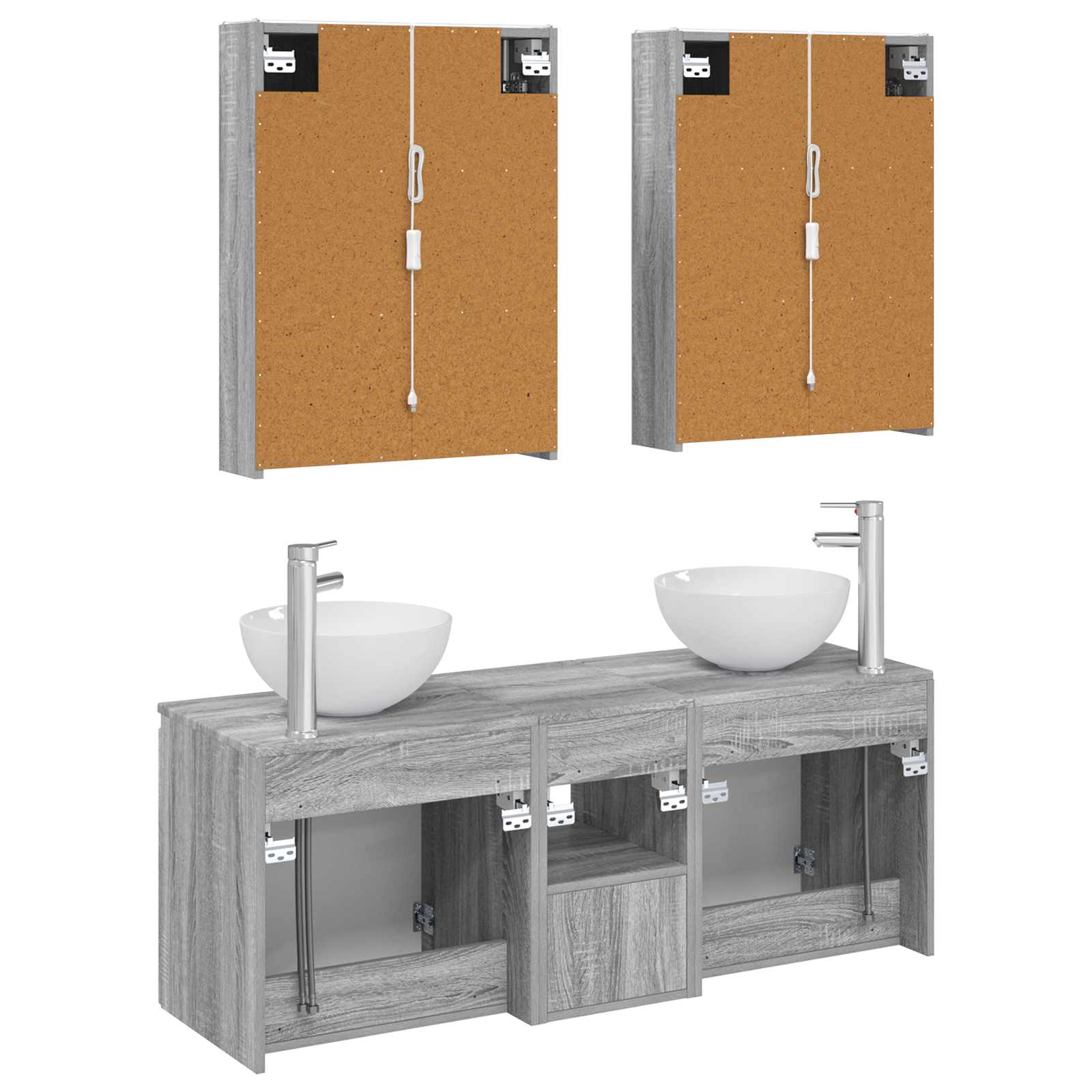 Set ormarića za kupaonicu 5 pcs Siva Sonoma 53 x 15,5 x 70 cm