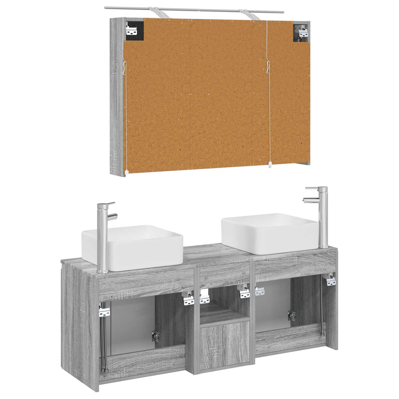 Set ormarića za kupaonicu 4 pcs Siva Sonoma 100 x 14,5 x 70 cm