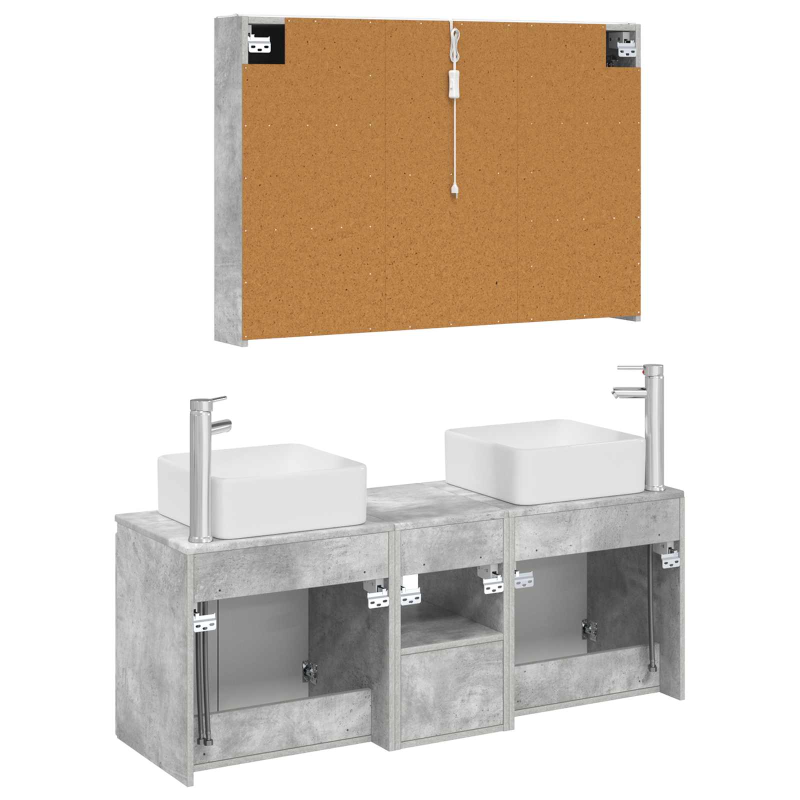 Set ormarića za kupaonicu 4 pcs Betonska siva Konstruirano drvo
