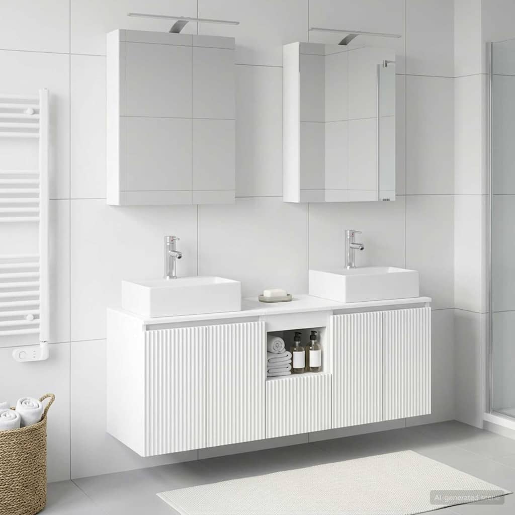 Set ormarića za kupaonicu 5 pcs Bijela Konstruirano drvo