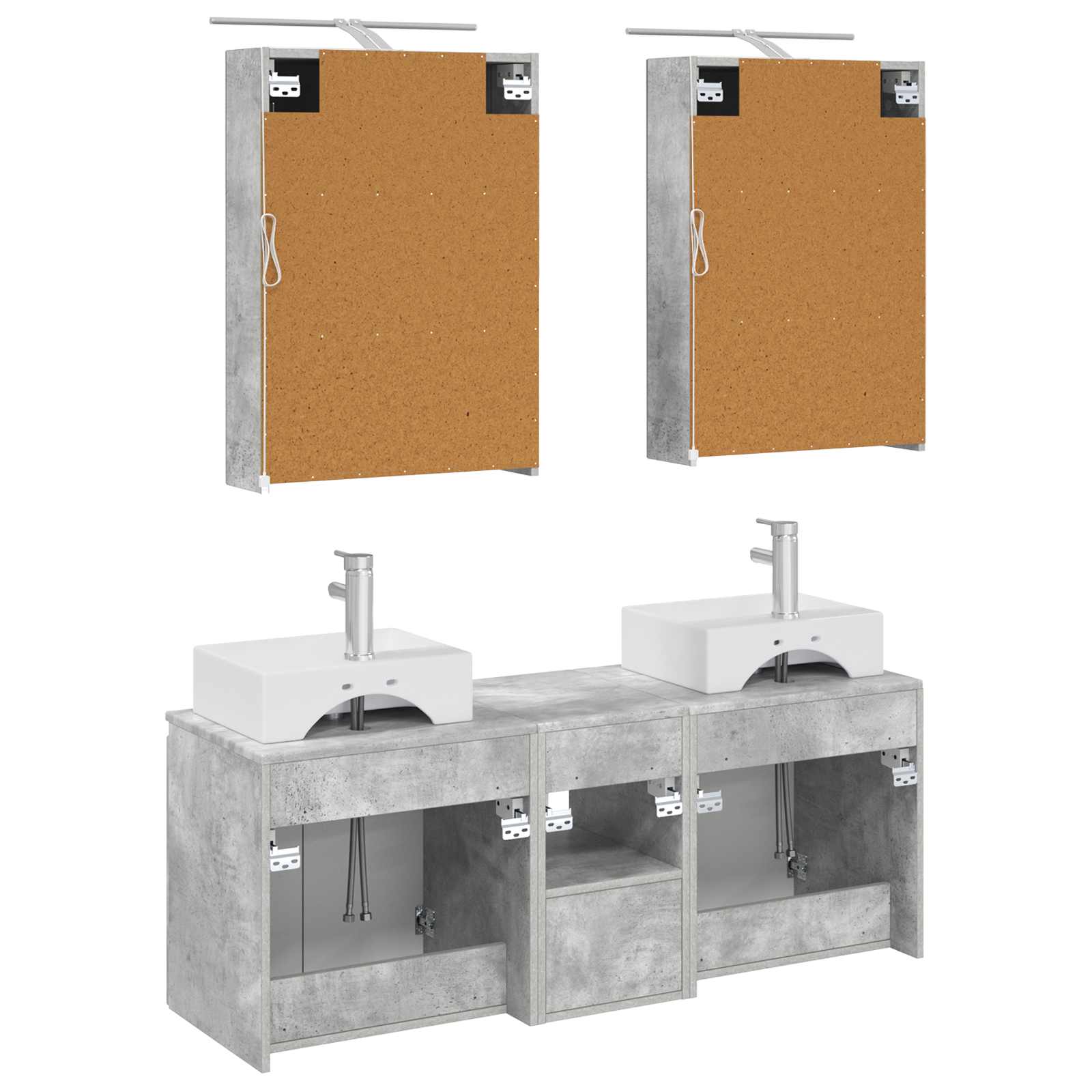 Set ormarića za kupaonicu 5 pcs Betonska siva Konstruirano drvo