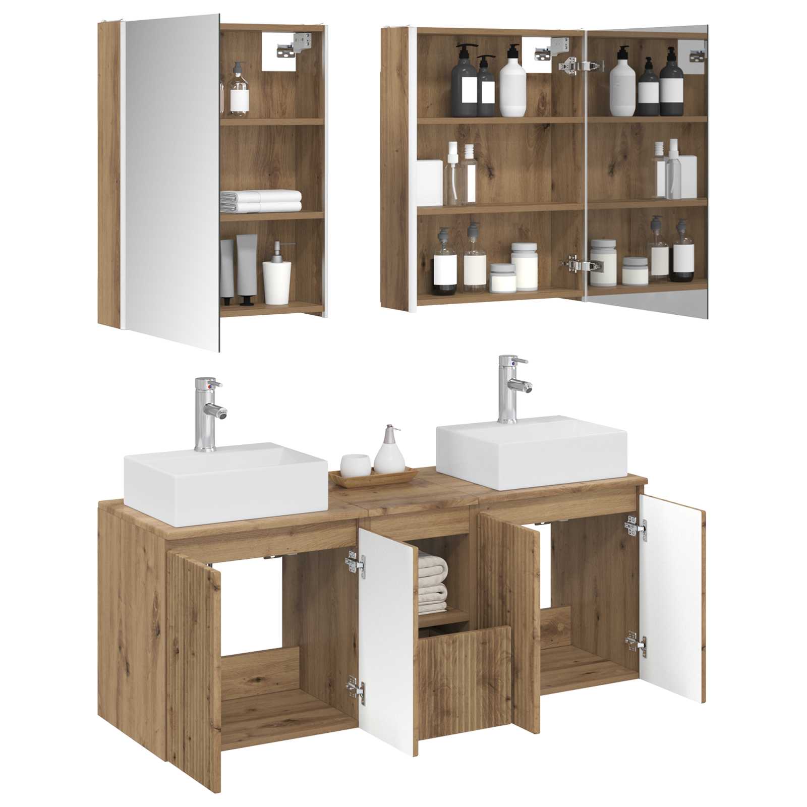 Set ormarića za kupaonicu 5 pcs Hrast artisan Konstruirano drvo