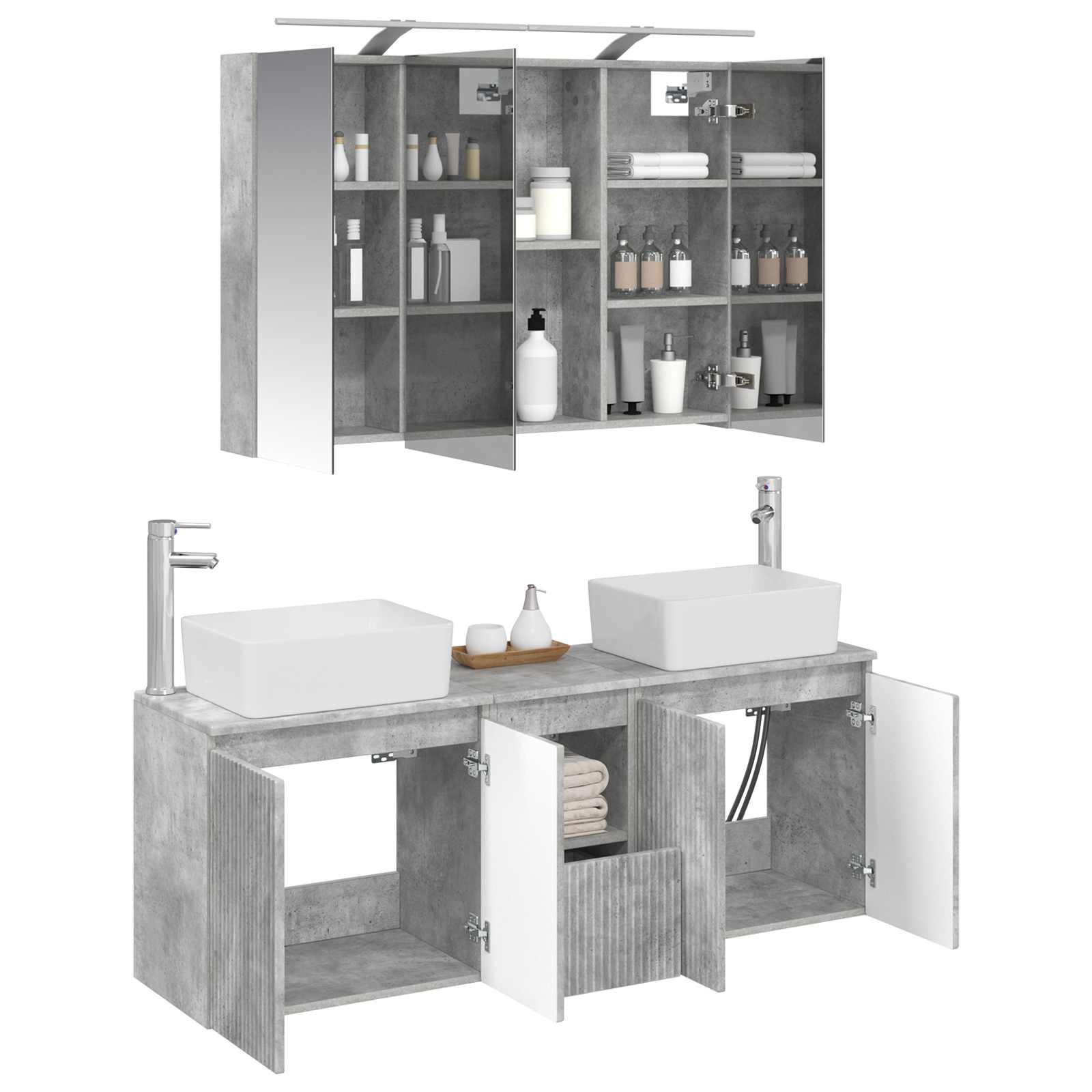 Set ormarića za kupaonicu 4 pcs Betonska siva Konstruirano drvo