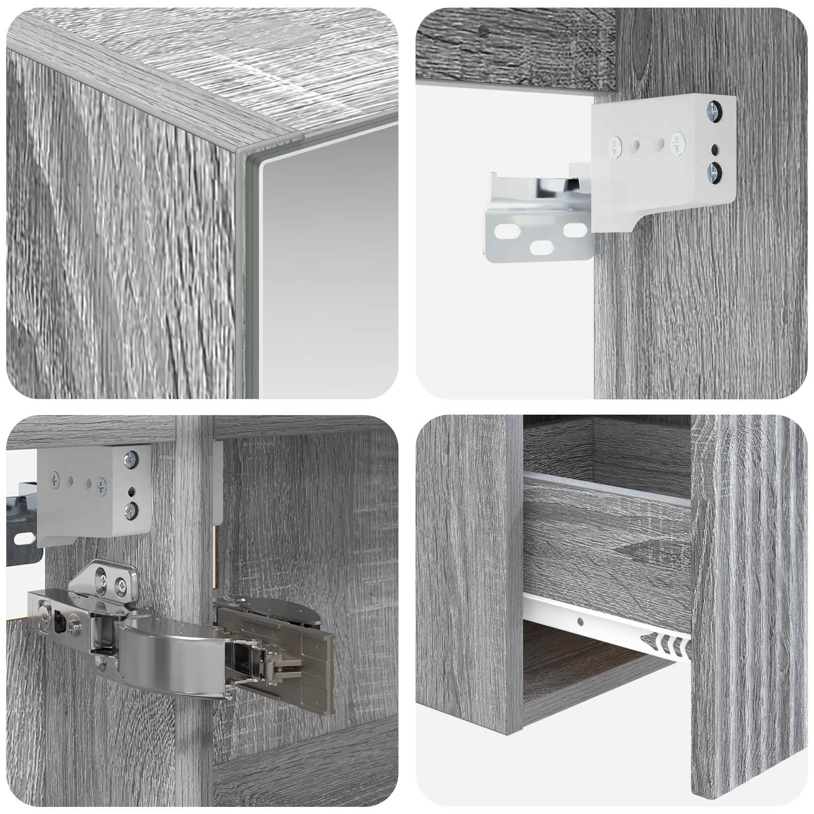 Set ormarića za kupaonicu 4 pcs Siva Sonoma Konstruirano drvo