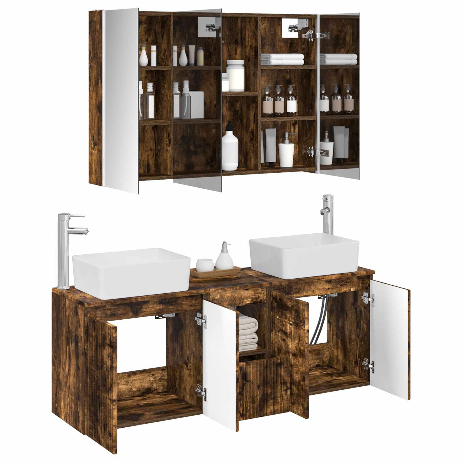 Set ormarića za kupaonicu 4 pcs Dimljeni hrast