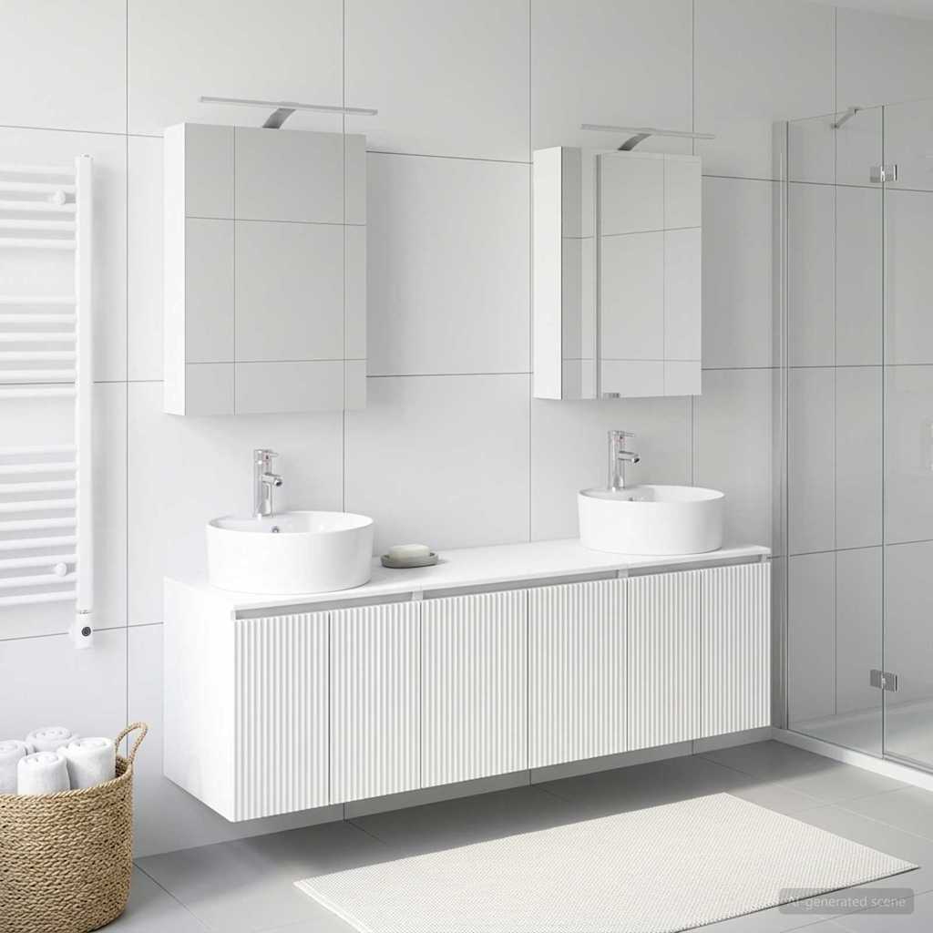 Set ormarića za kupaonicu 5 pcs Bijela Konstruirano drvo