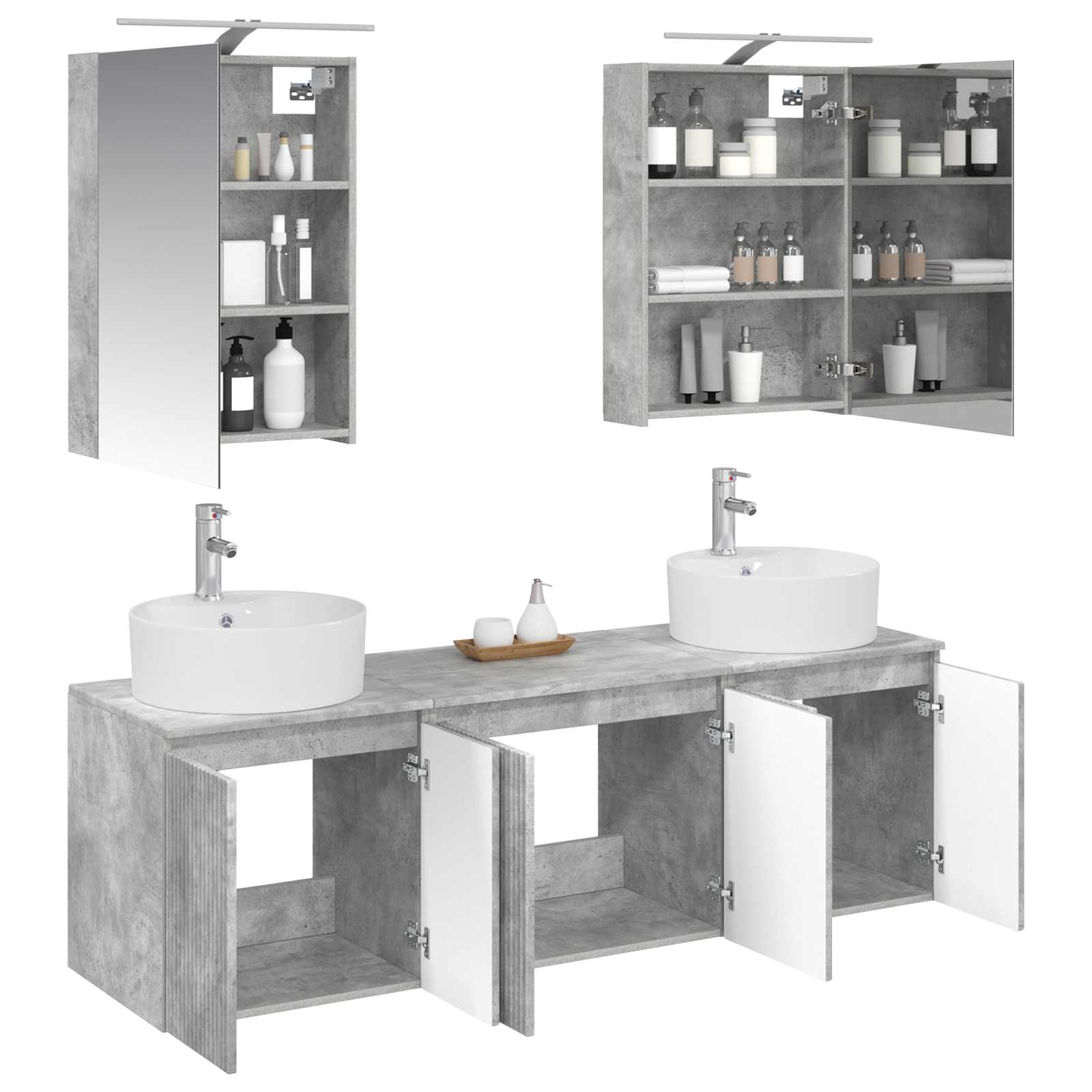 Set ormarića za kupaonicu 5 pcs Betonska siva Konstruirano drvo