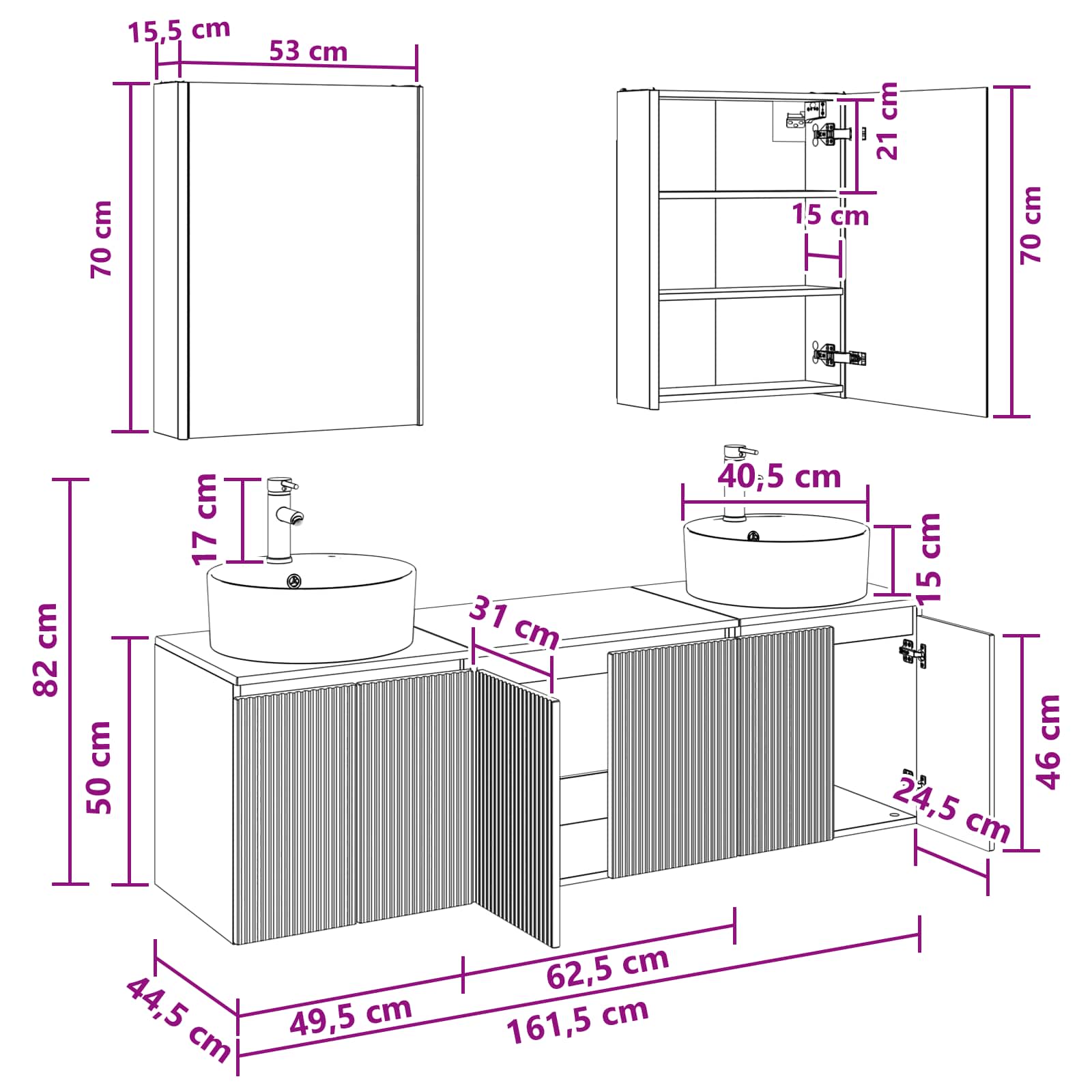 Set ormarića za kupaonicu 5 pcs Staro drvo Konstruirano drvo