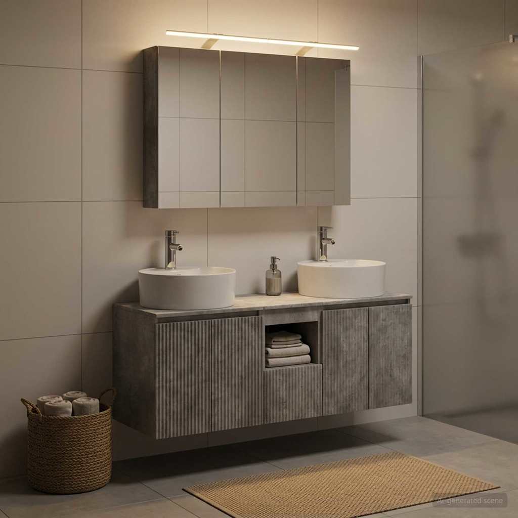 Set ormarića za kupaonicu 4 pcs Betonska siva Konstruirano drvo