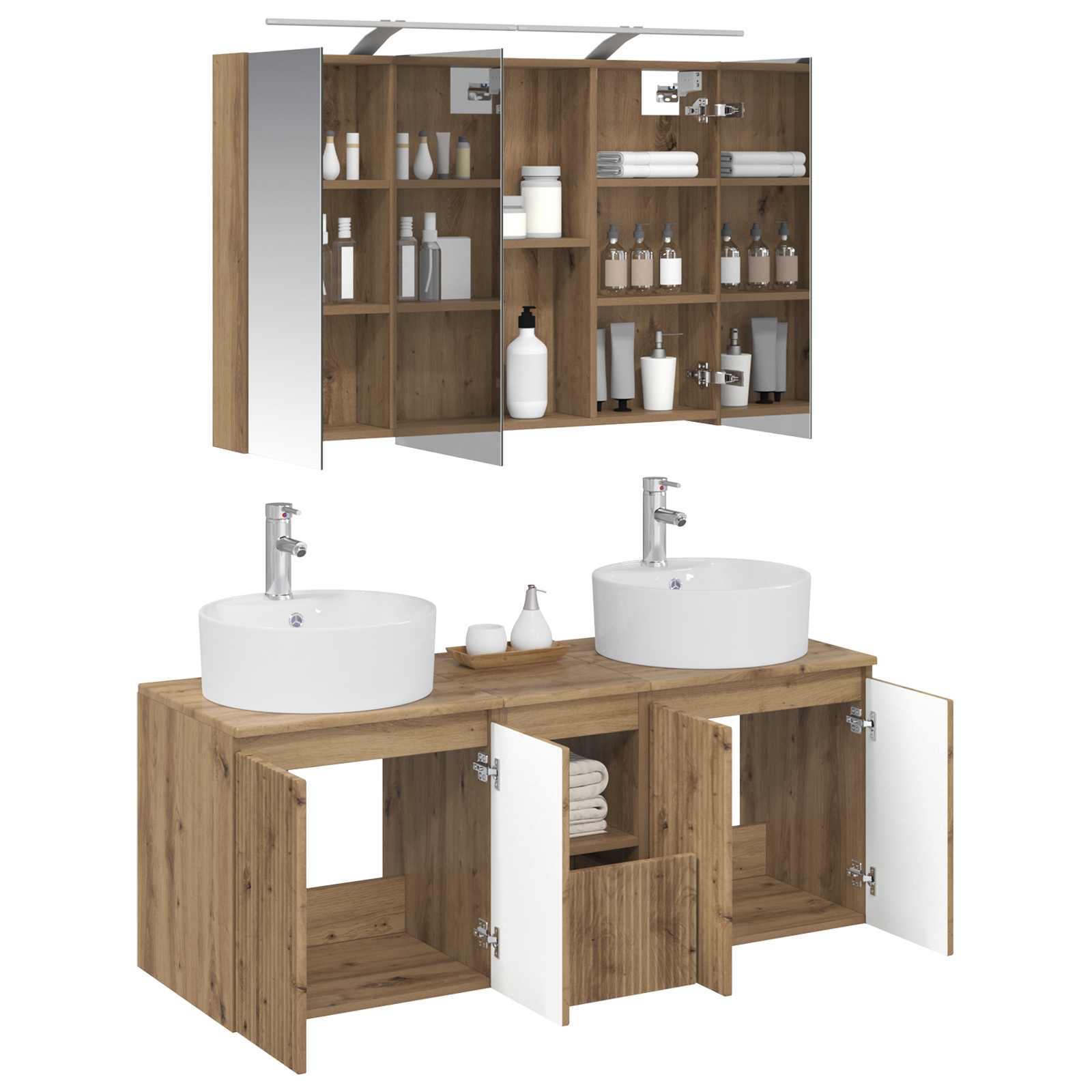 Set ormarića za kupaonicu 4 pcs Hrast artisan Konstruirano drvo