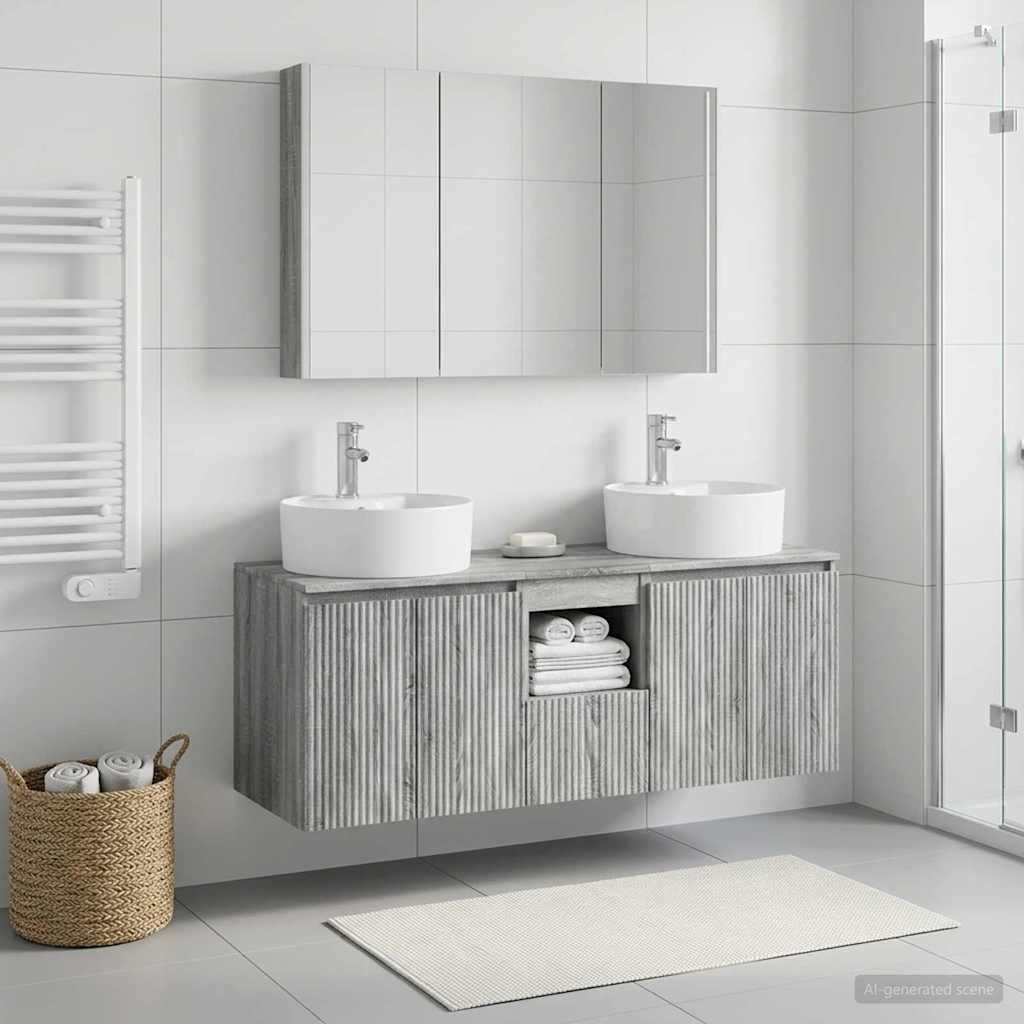 Set ormarića za kupaonicu 4 pcs Siva Sonoma Konstruirano drvo