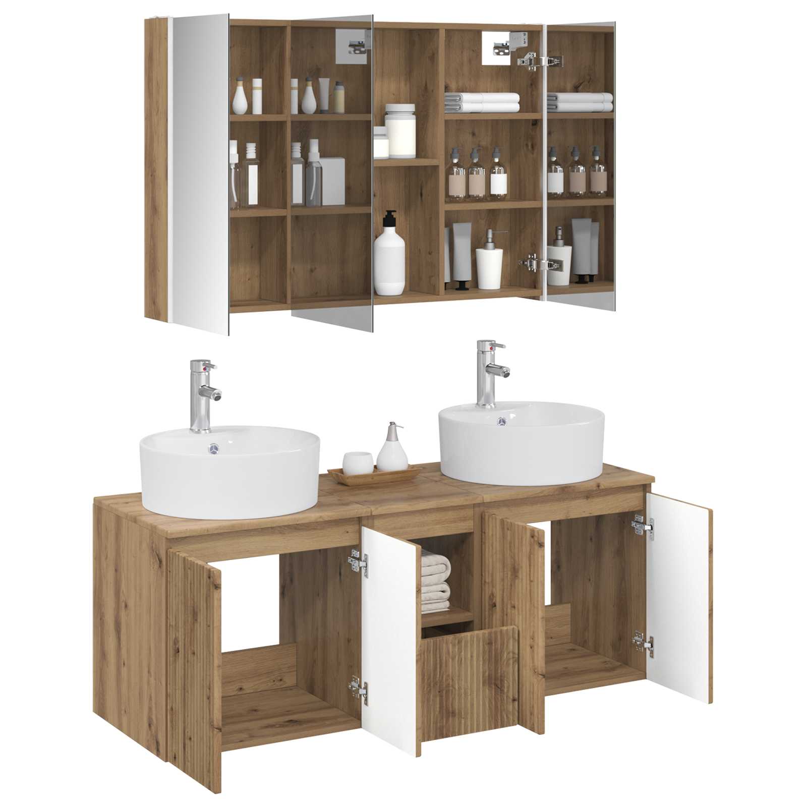 Set ormarića za kupaonicu 4 pcs Hrast artisan Konstruirano drvo
