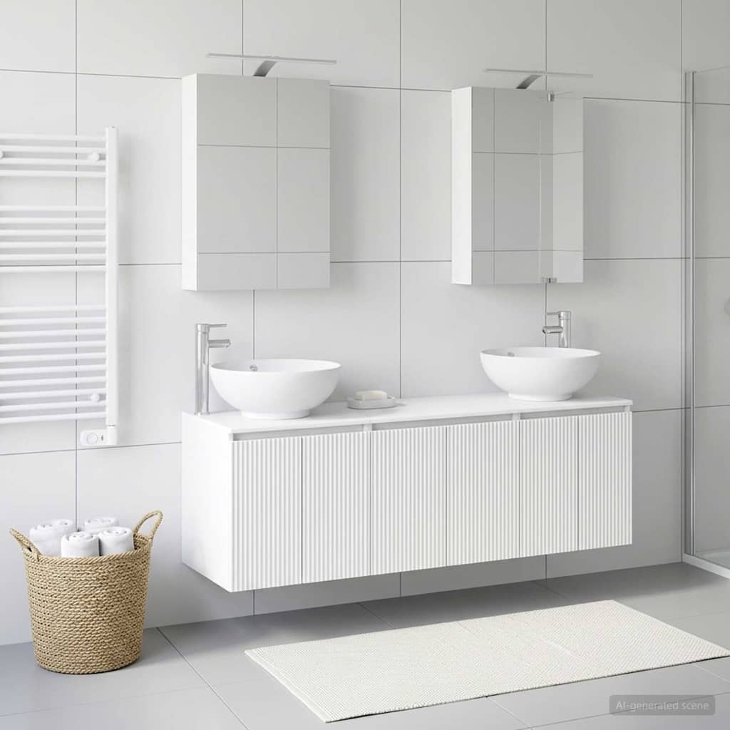 Set ormarića za kupaonicu 5 pcs Bijela Konstruirano drvo