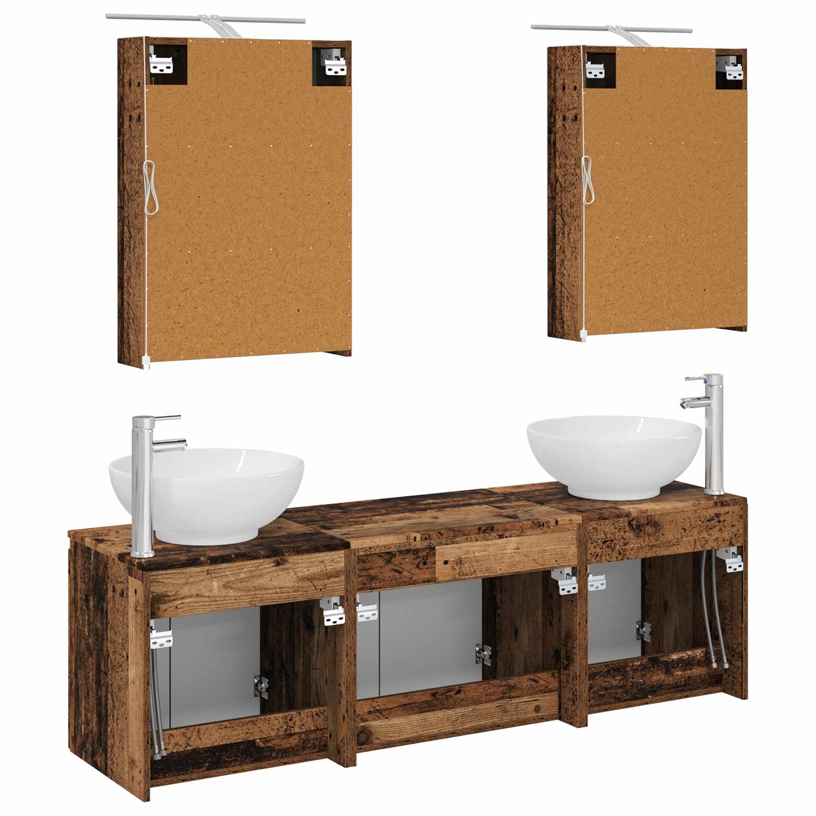 Set ormarića za kupaonicu 5 pcs Staro drvo Konstruirano drvo