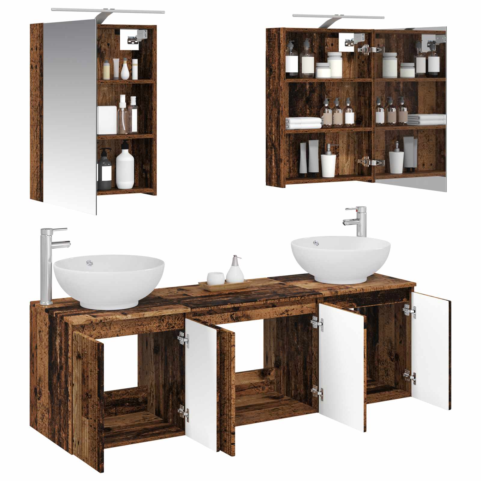 Set ormarića za kupaonicu 5 pcs Staro drvo Konstruirano drvo