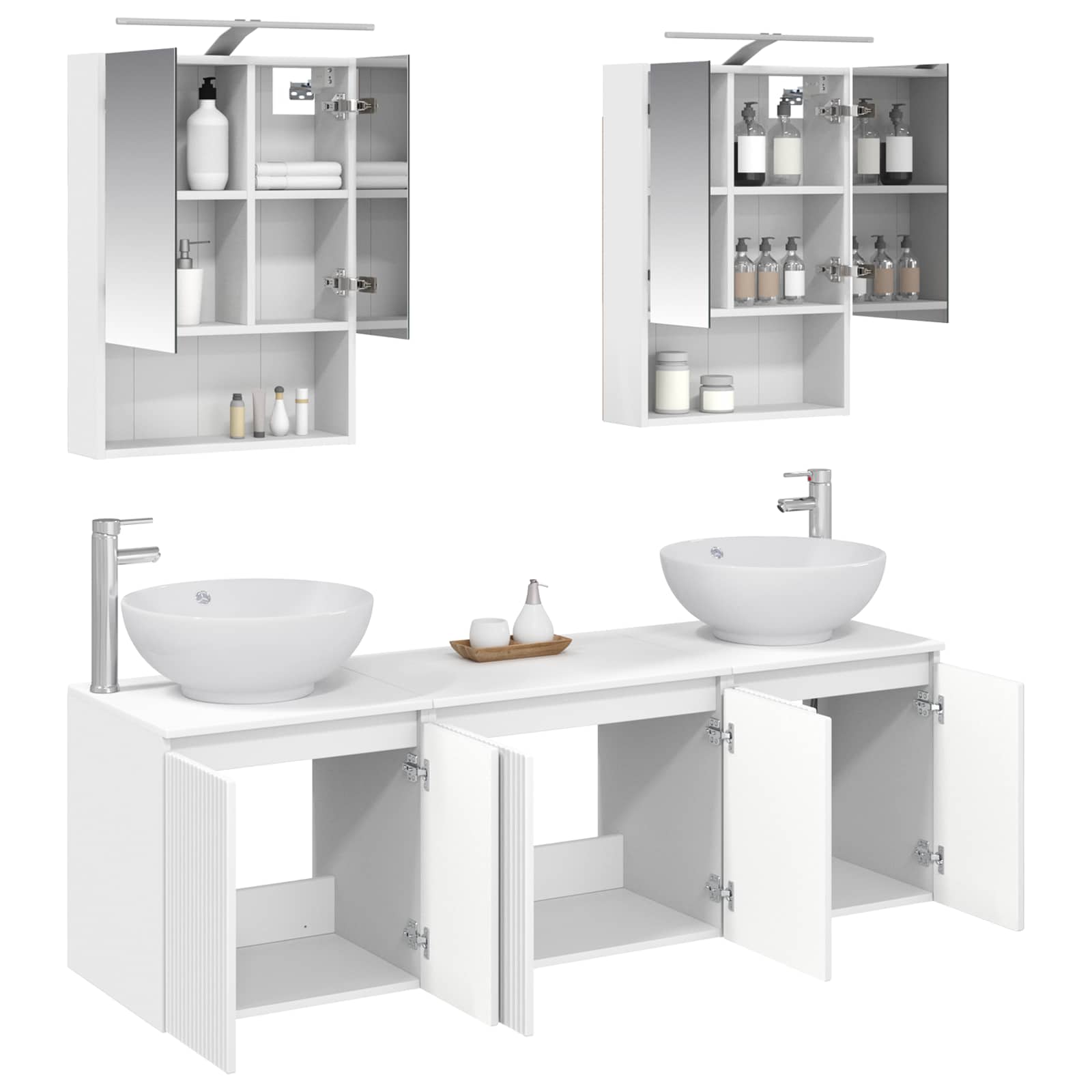 Set ormarića za kupaonicu 5 pcs Bijela Konstruirano drvo