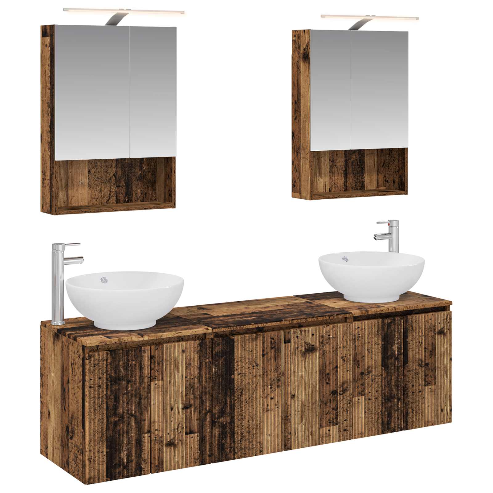 Set ormarića za kupaonicu 5 pcs Staro drvo Konstruirano drvo