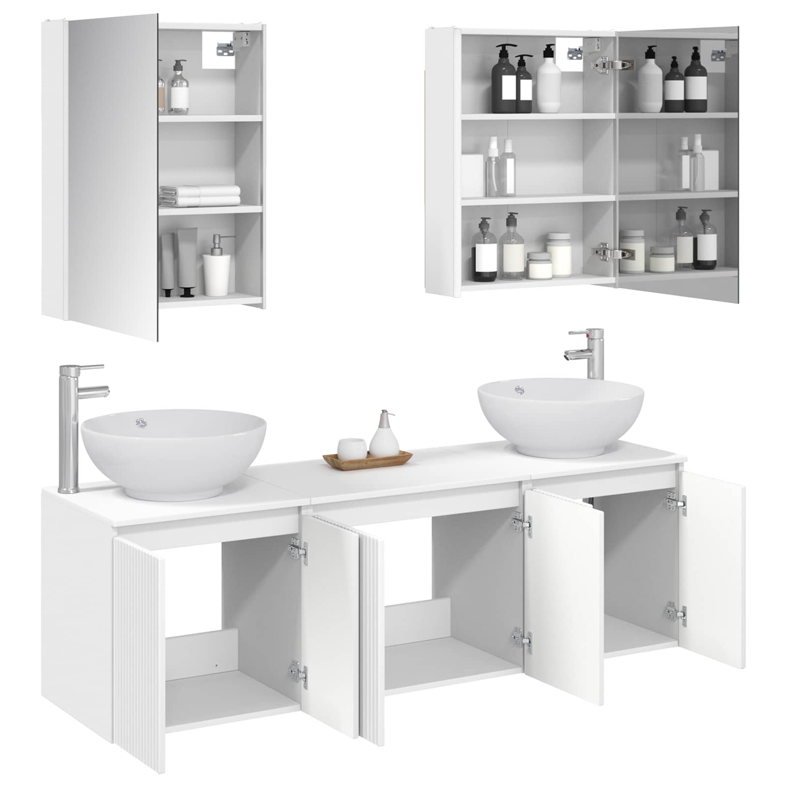 Set ormarića za kupaonicu 5 pcs Bijela Konstruirano drvo