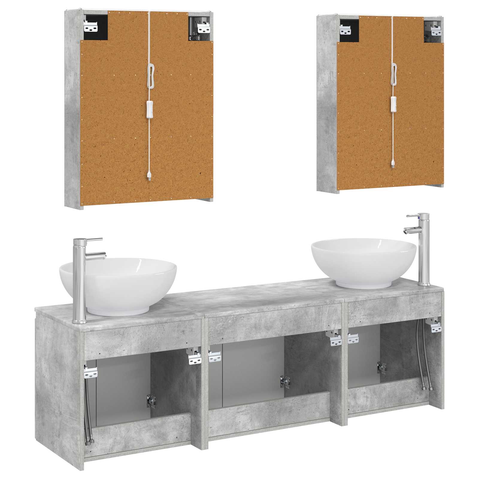 Set ormarića za kupaonicu 5 pcs Betonska siva Konstruirano drvo