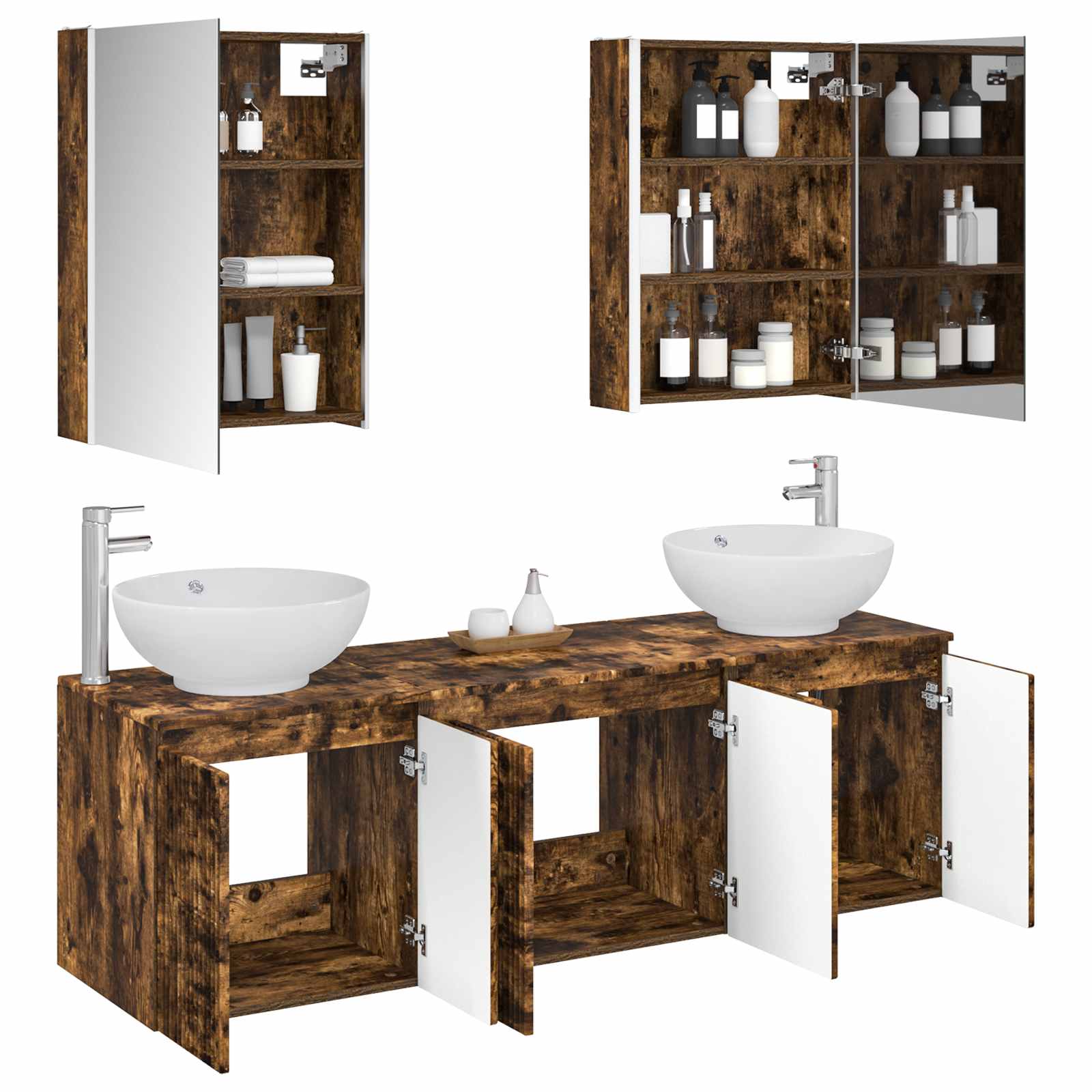 Set ormarića za kupaonicu 5 pcs Dimljeni hrast