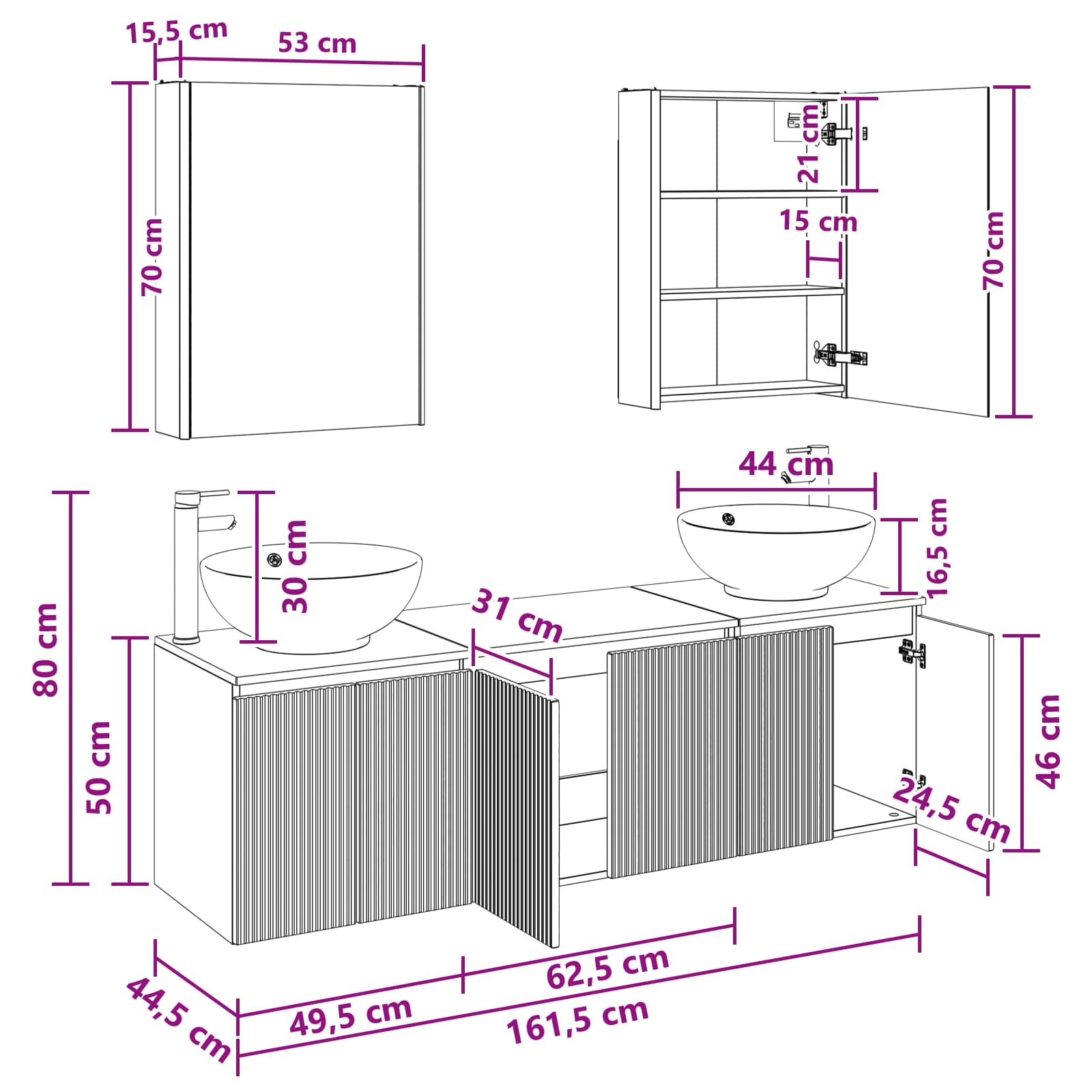 Set ormarića za kupaonicu 5 pcs Dimljeni hrast