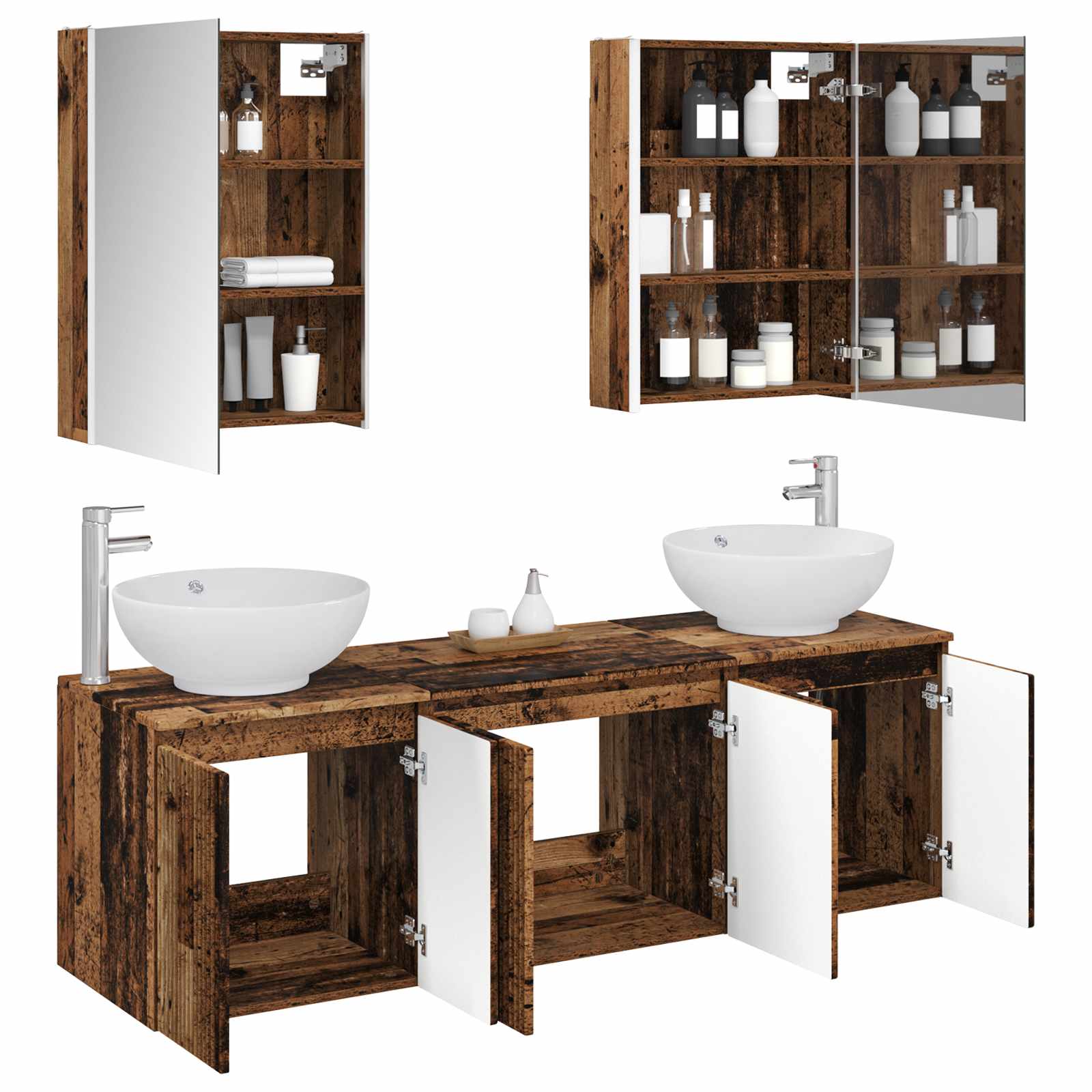 Set ormarića za kupaonicu 5 pcs Staro drvo Konstruirano drvo