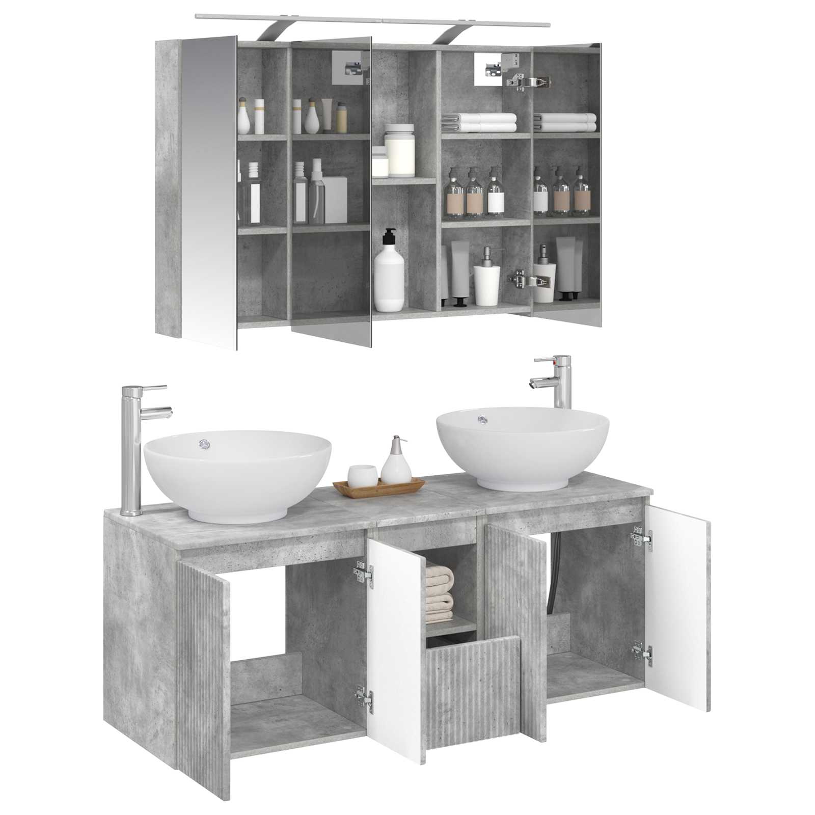 Set ormarića za kupaonicu 4 pcs Betonska siva Konstruirano drvo