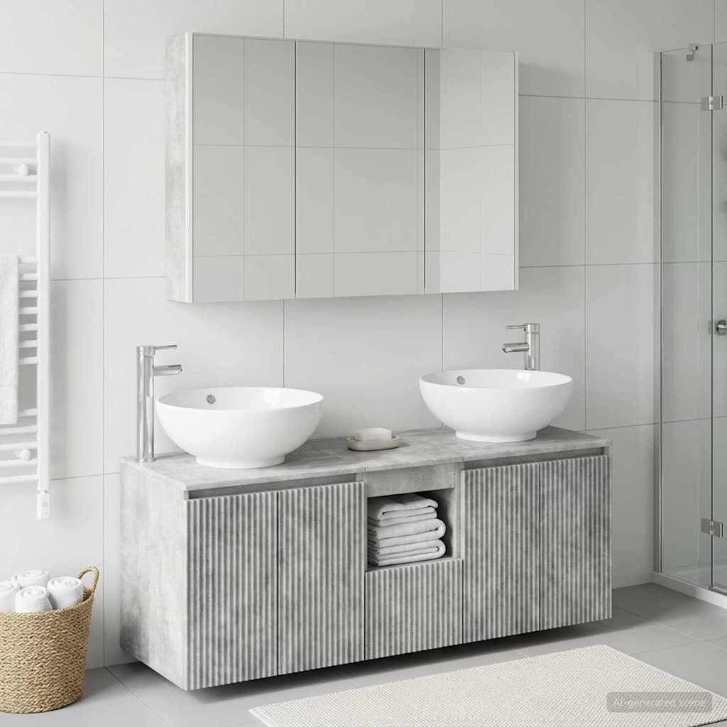 Set ormarića za kupaonicu 4 pcs Betonska siva Konstruirano drvo