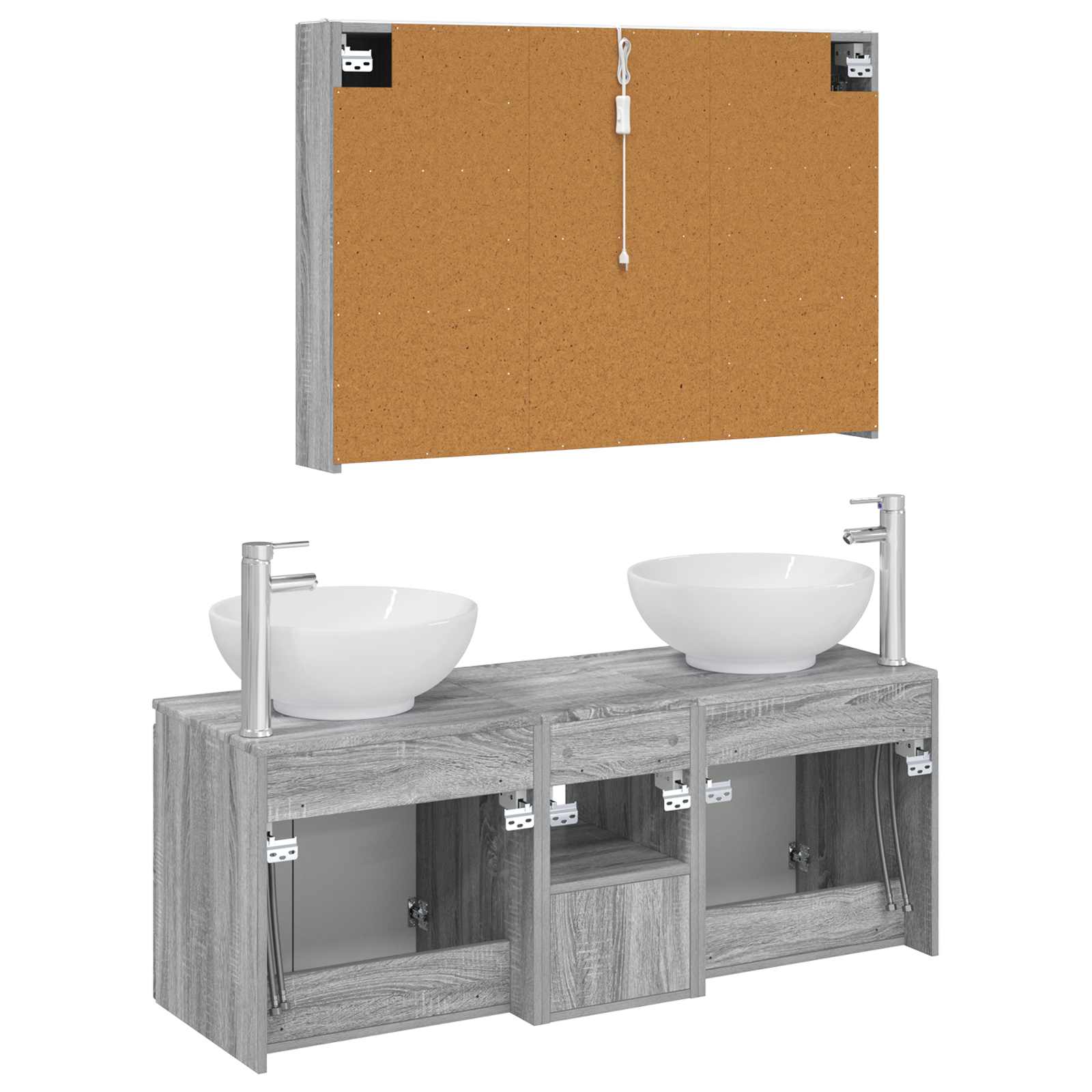 Set ormarića za kupaonicu 4 pcs Siva Sonoma Konstruirano drvo