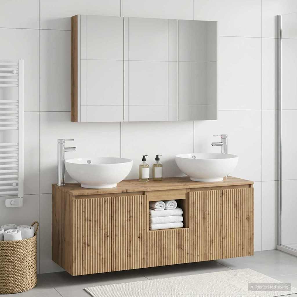 Set ormarića za kupaonicu 4 pcs Hrast artisan Konstruirano drvo