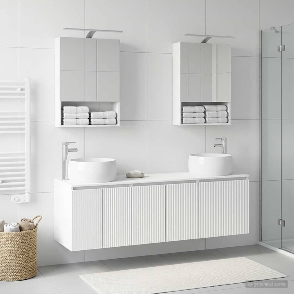 Set ormarića za kupaonicu 5 pcs Bijela Konstruirano drvo