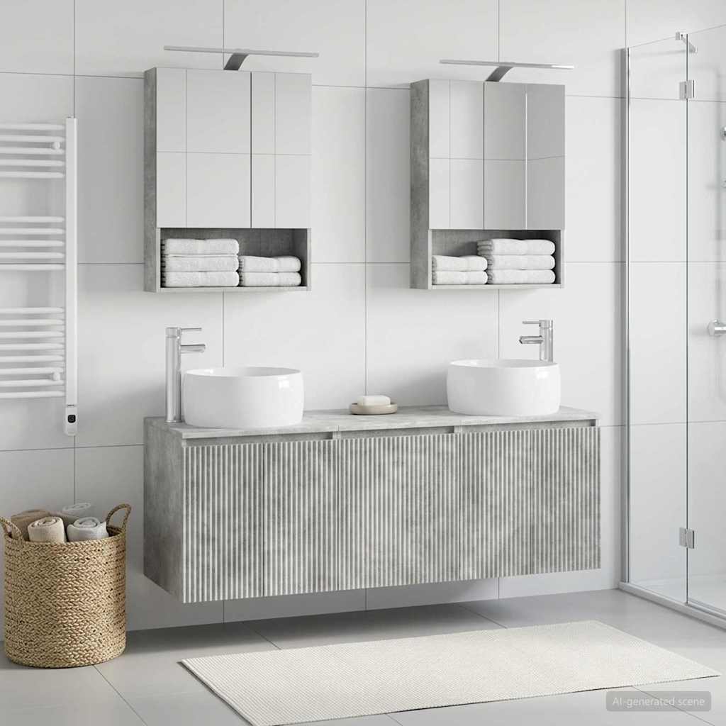 Set ormarića za kupaonicu 5 pcs Betonska siva Konstruirano drvo