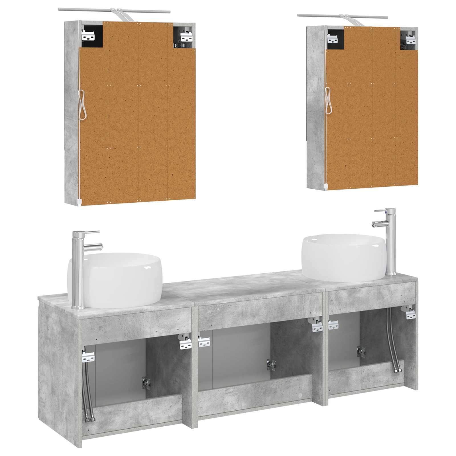 Set ormarića za kupaonicu 5 pcs Betonska siva Konstruirano drvo