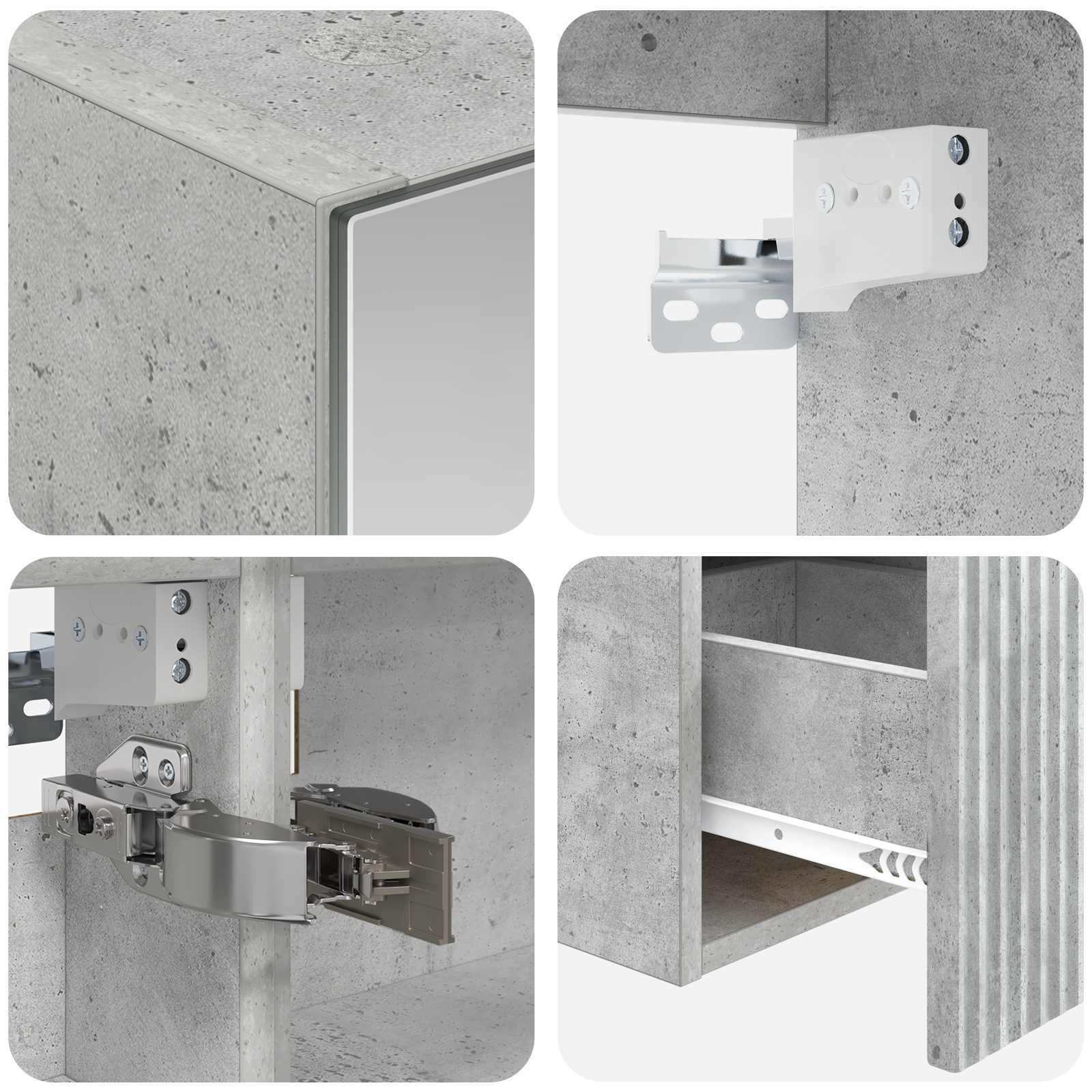 Set ormarića za kupaonicu 4 pcs Betonska siva Konstruirano drvo