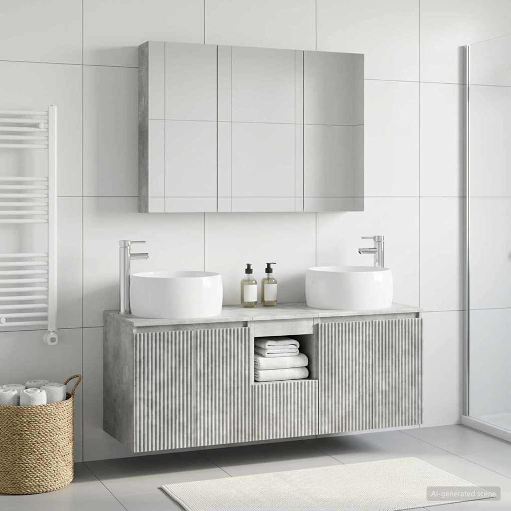 Set ormarića za kupaonicu 4 pcs Betonska siva Konstruirano drvo