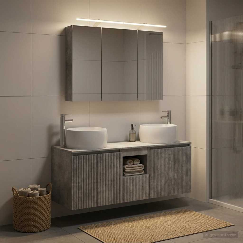 Set ormarića za kupaonicu 4 pcs Betonska siva Konstruirano drvo